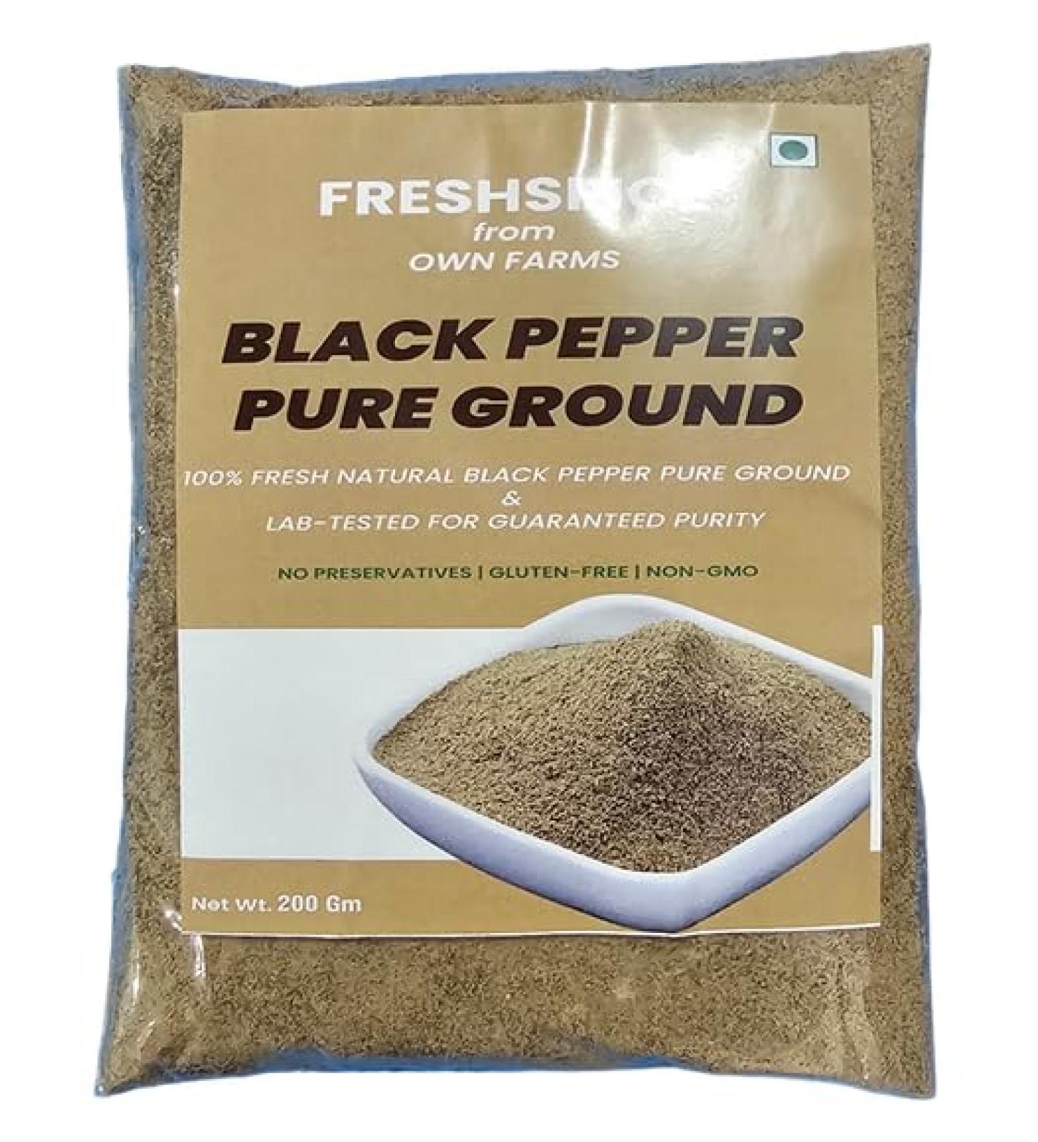 FreshSpice Black Pepper Powder (200g) | Freshly harvested from farms of Kerala and lab tested for purity - Buy Online on GoSupps.com