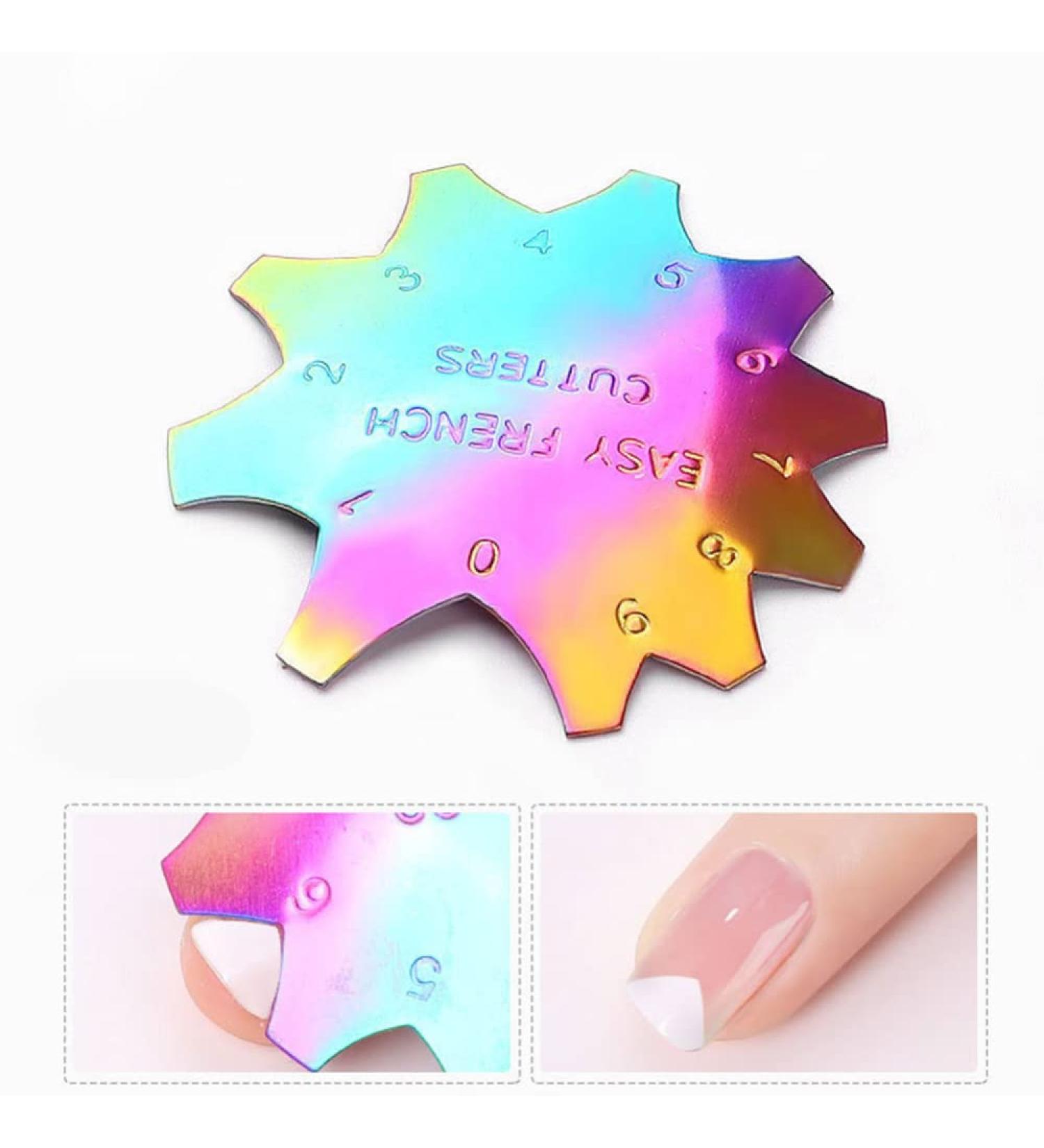 WPOND Nail Art Edge Trimmer Template - Stainless Steel Colorful French Style DIY Nail Tool for Stunning Manicures | Perfect for Crystal Nail Production - Buy Online on GoSupps.com