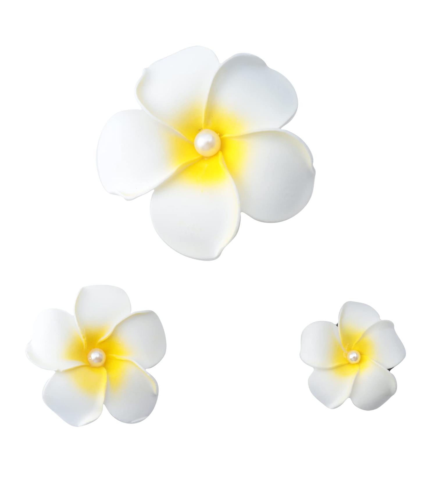 Sowaka 3 Pcs Plumeria Flower Hair Clip Set with Pearl - White Hawaiian Foam Hair Accessories for Women & Girls - Perfect for Beach, Bridal, Wedding & Party Headpiece Decoration - Buy Online on GoSupps.com