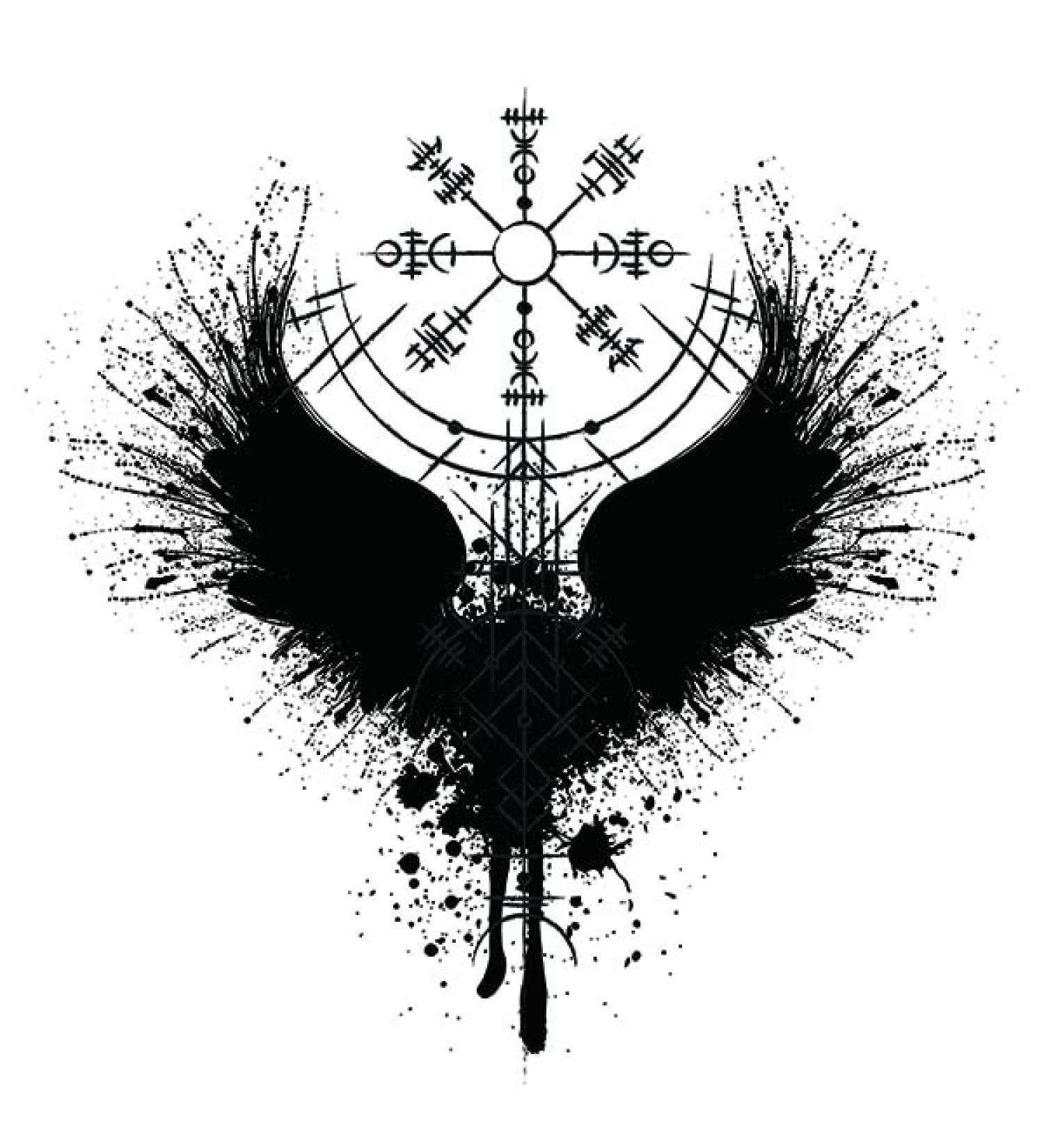 Dopetattoo 6 Sheets Temporary Viking Helm of Awe Symbol Fake Tattoos - Norse Wing Designs for Neck and Chest - Adults Size 3.7x3.7 - Buy Online on GoSupps.com