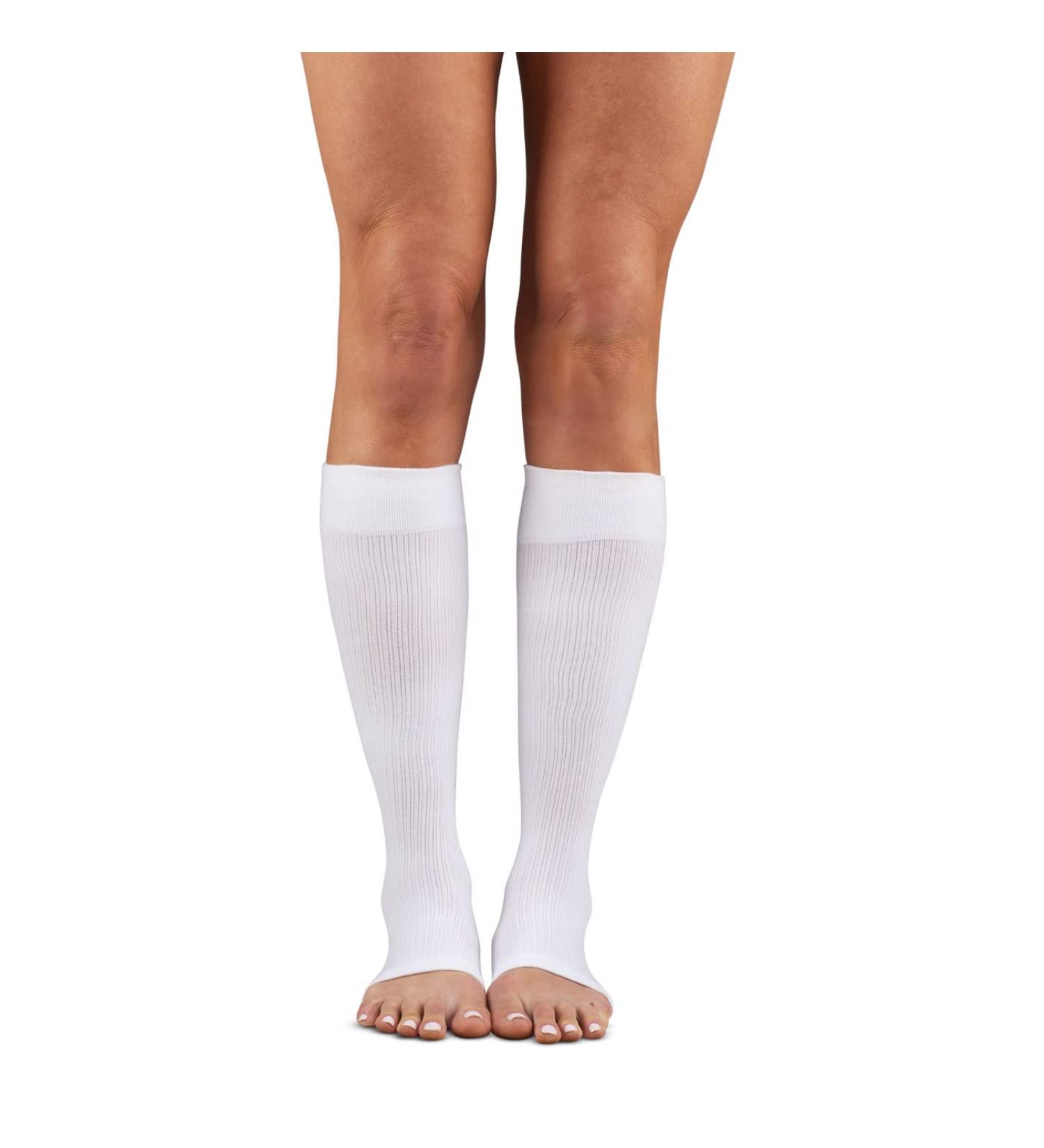 Dr. Comfort Comfort Shape-To-Fit 20-30mmHg Unisex Open-Toe Socks-Black X-Large White