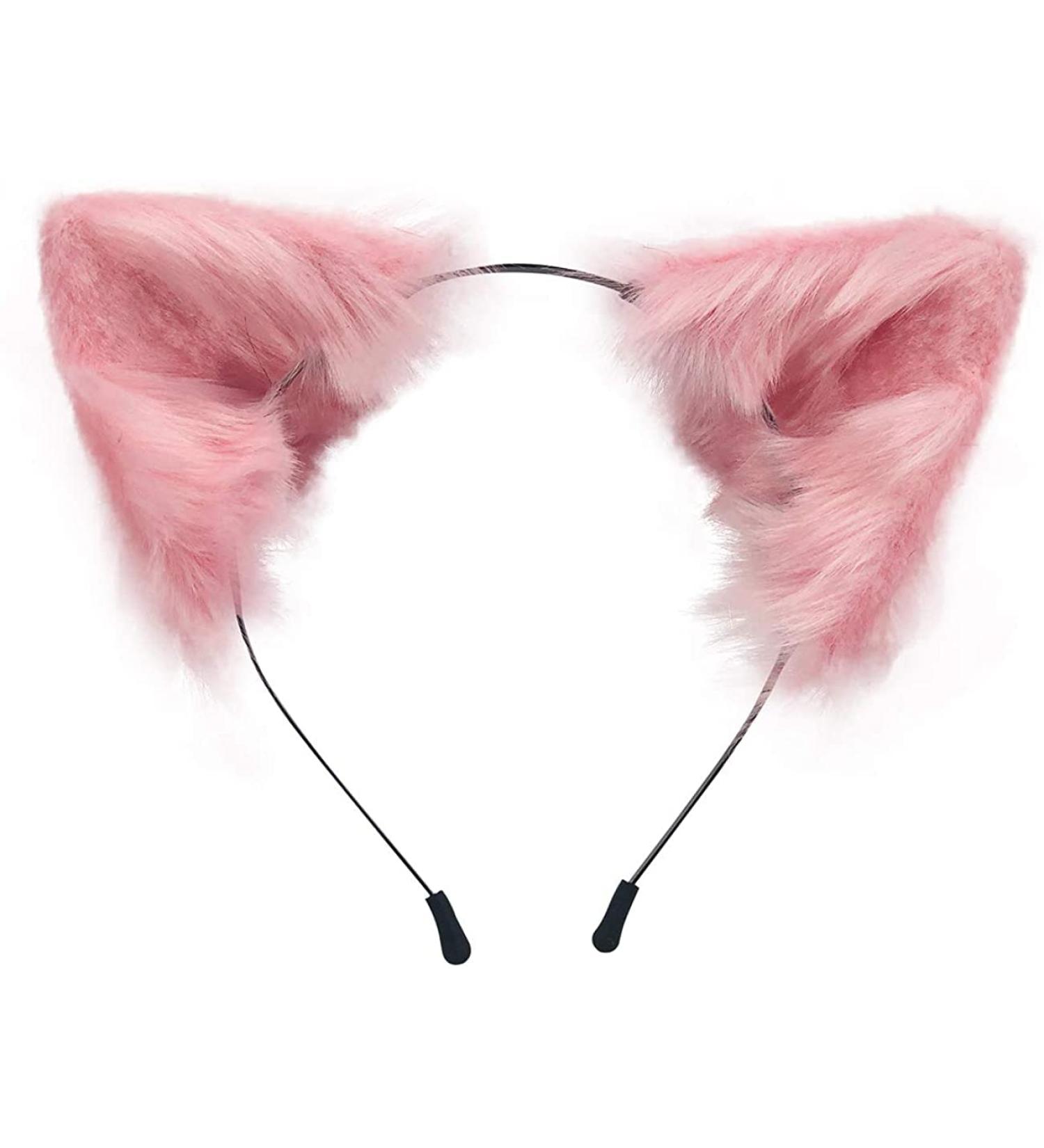 Cat and fox art fur earphones cute Halloween costumes handmade animal fur tubes double velvet earphones girls and women's headbands suitable for all occasions