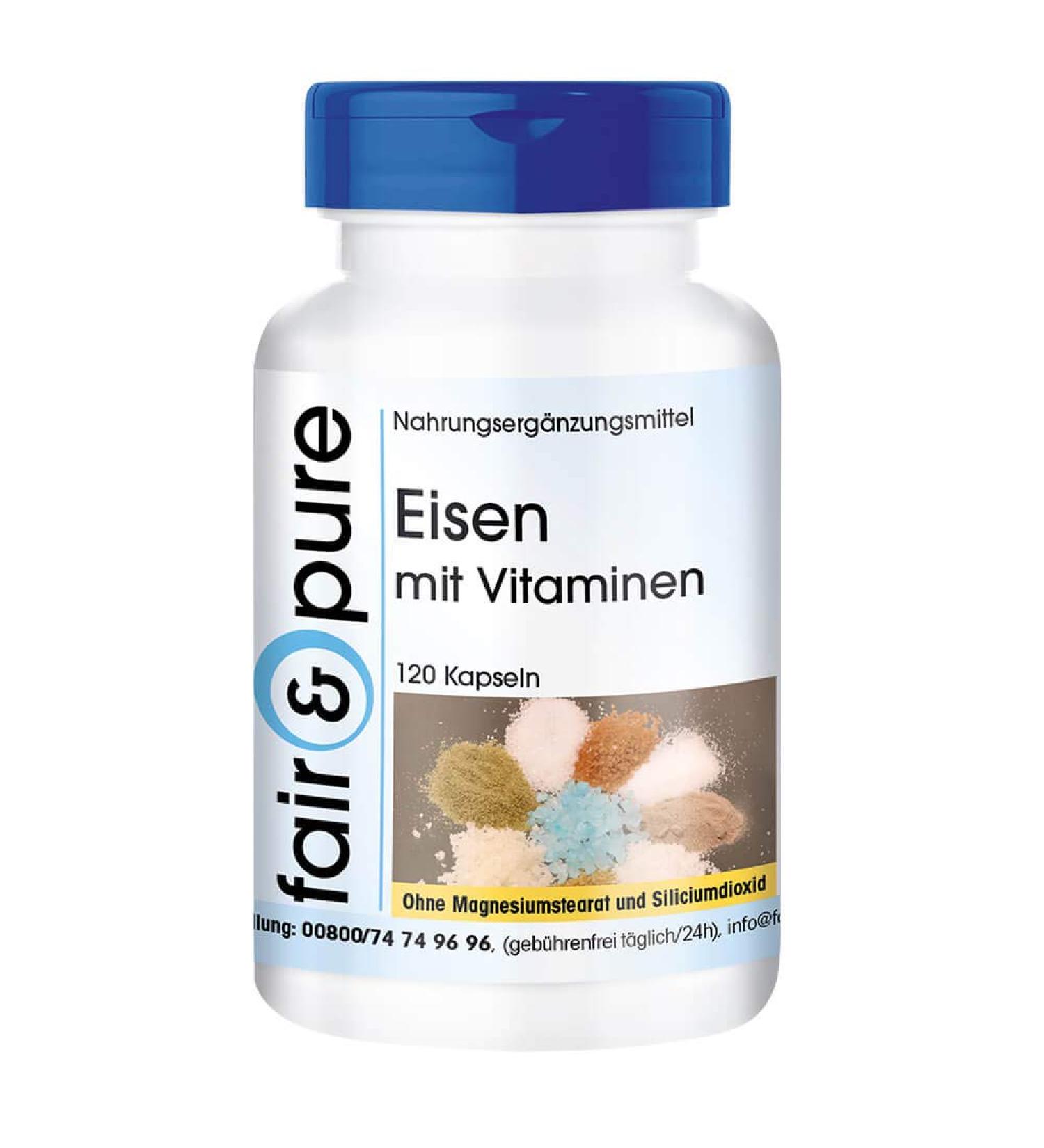 SoMatEm Fair & Pure Iron capsules with vitamin C biotin and vitamin B12 covers 100 of the daily iron requirement vegan without magnesium stearate 120 capsules - Buy Online on GoSupps.com