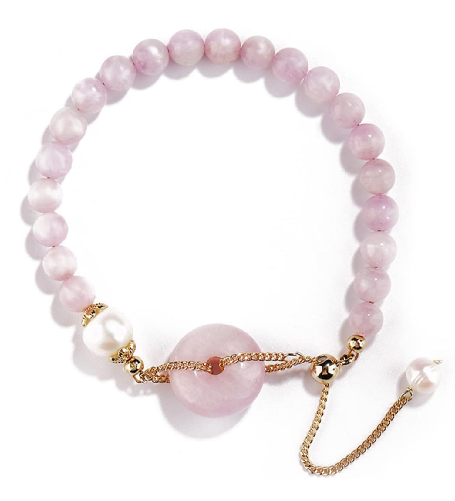 WIPPWER Feng Shui Wealth Bracelet Jade Bead Bracelet Lavender Crystal Bracelet Harmony Buckle/Donut Pendant Charm 14K Gold Adjustable Bracelet Lucky Charms for Women Reiki Crystal Quartz Cinnabar - Buy Online on GoSupps.com