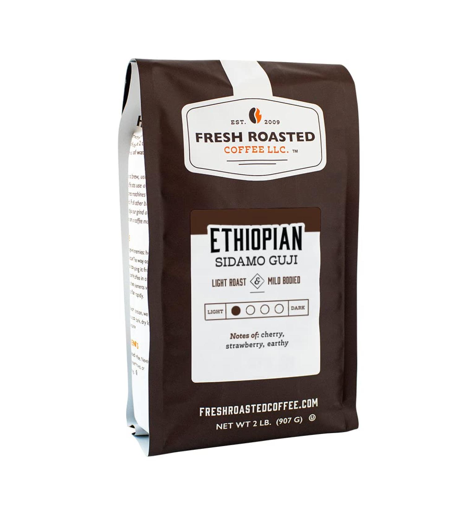 Ethiopian Sidamo Guji Coffee 2 lb - Light Roast Ground, Kosher Certified | Freshly Roasted 32 oz Pack - Buy Online on GoSupps.com