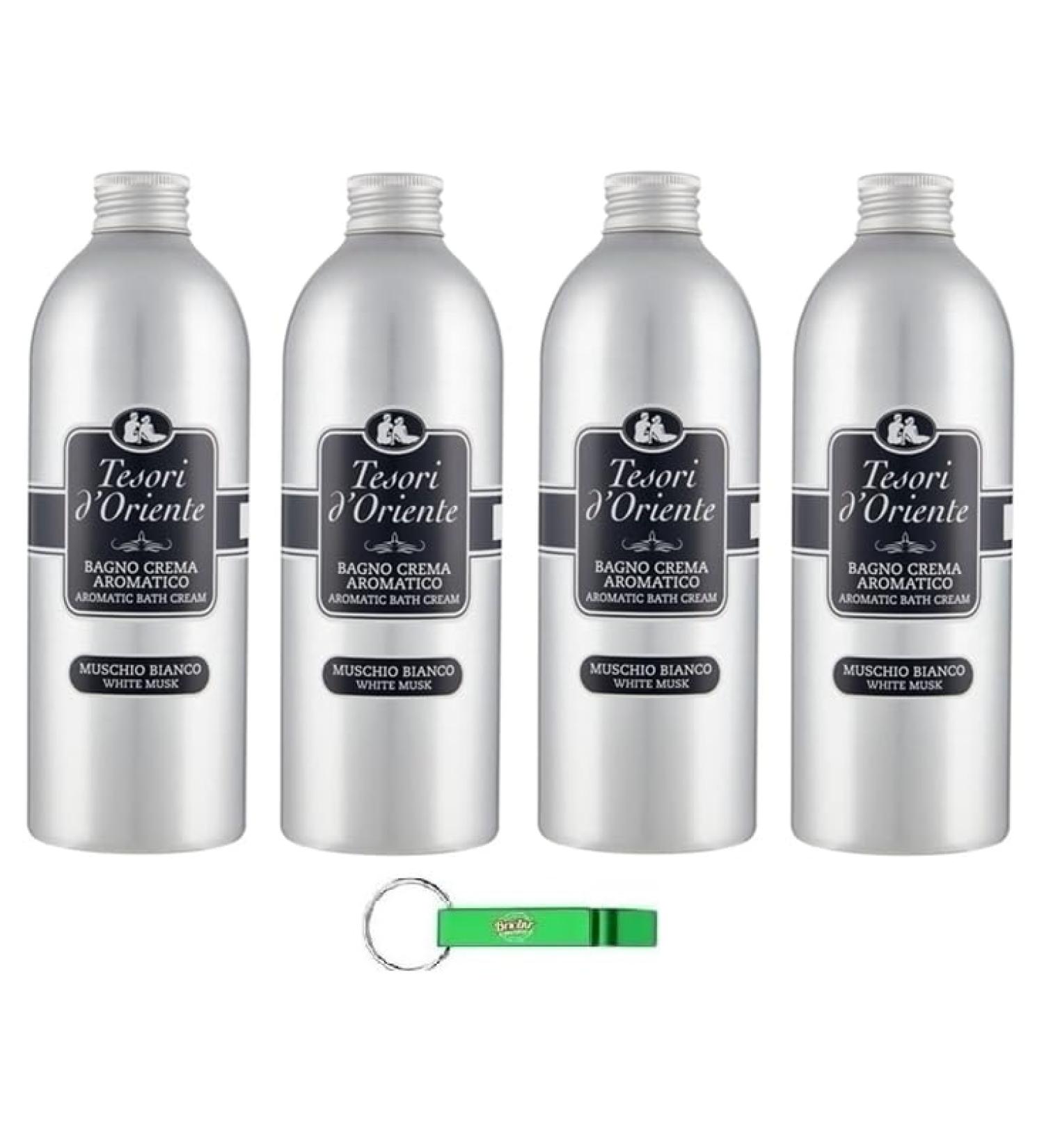 Tesori d'Oriente Bagno Crema Muschio Bianco Lot de 4 bains moussants au musc blanc nettoient la peau et nourrissent et hydratent 500 ml + porte-cl s Beni Culinari - Buy Online on GoSupps.com