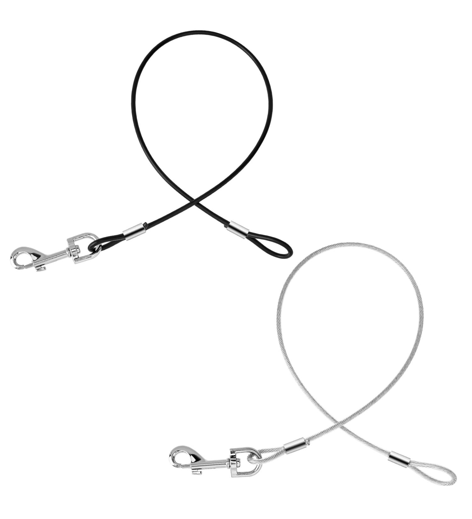 2 Pack Chew Proof Dog Leash Extension Rope 24" Short Dog Leash Extender for Training Non Chewable Dog Leash Extender Suitable for Small Medium Large Dogs Black+Silver - Buy Online on GoSupps.com