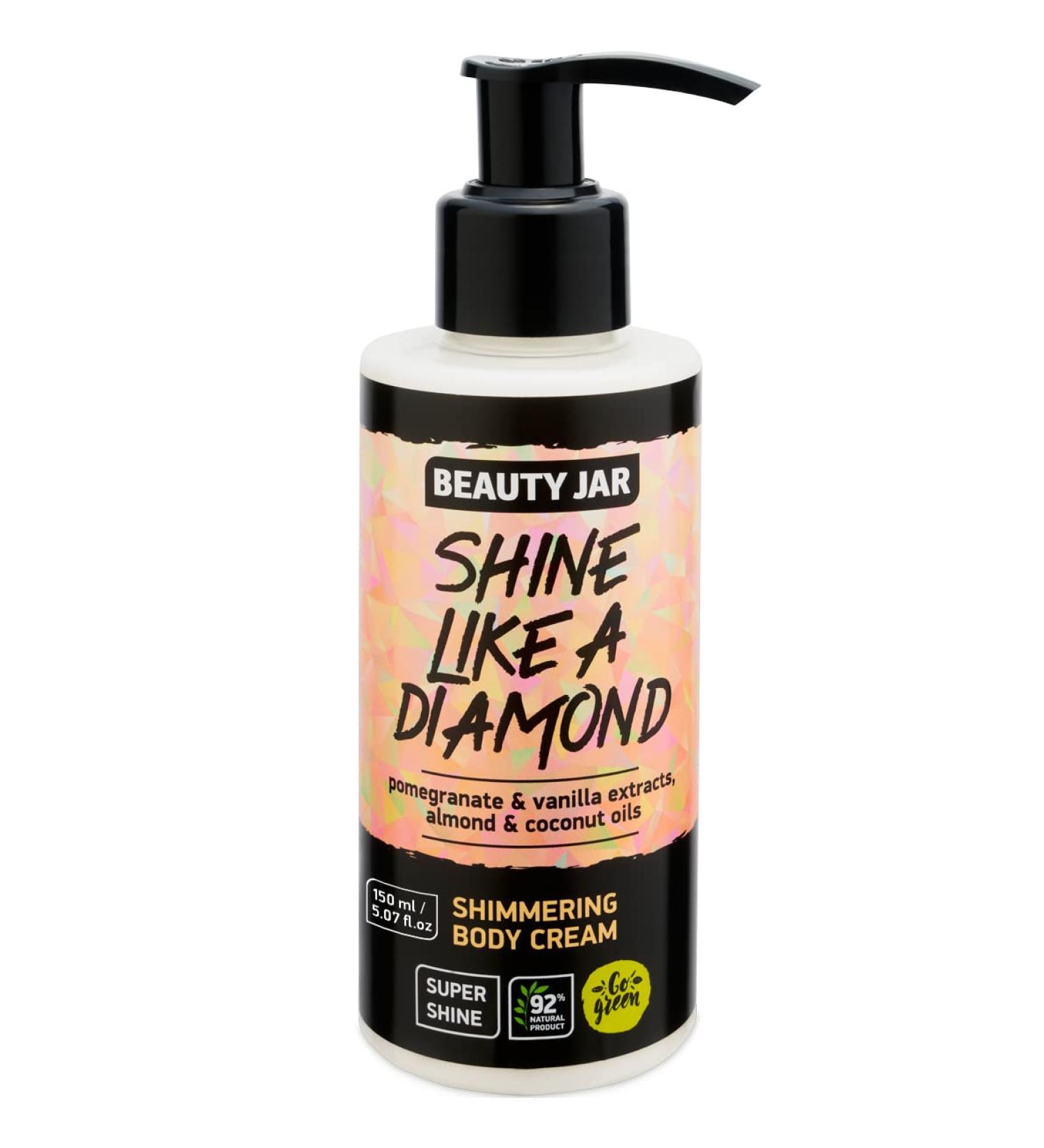 SHINE LIKE A DIAMOND Shimmering Body Cream 5.07 fl oz - antioxidant formula nourishing and moisturizing effect skin glow handmade cosmetics - Almond and Coconut Oils