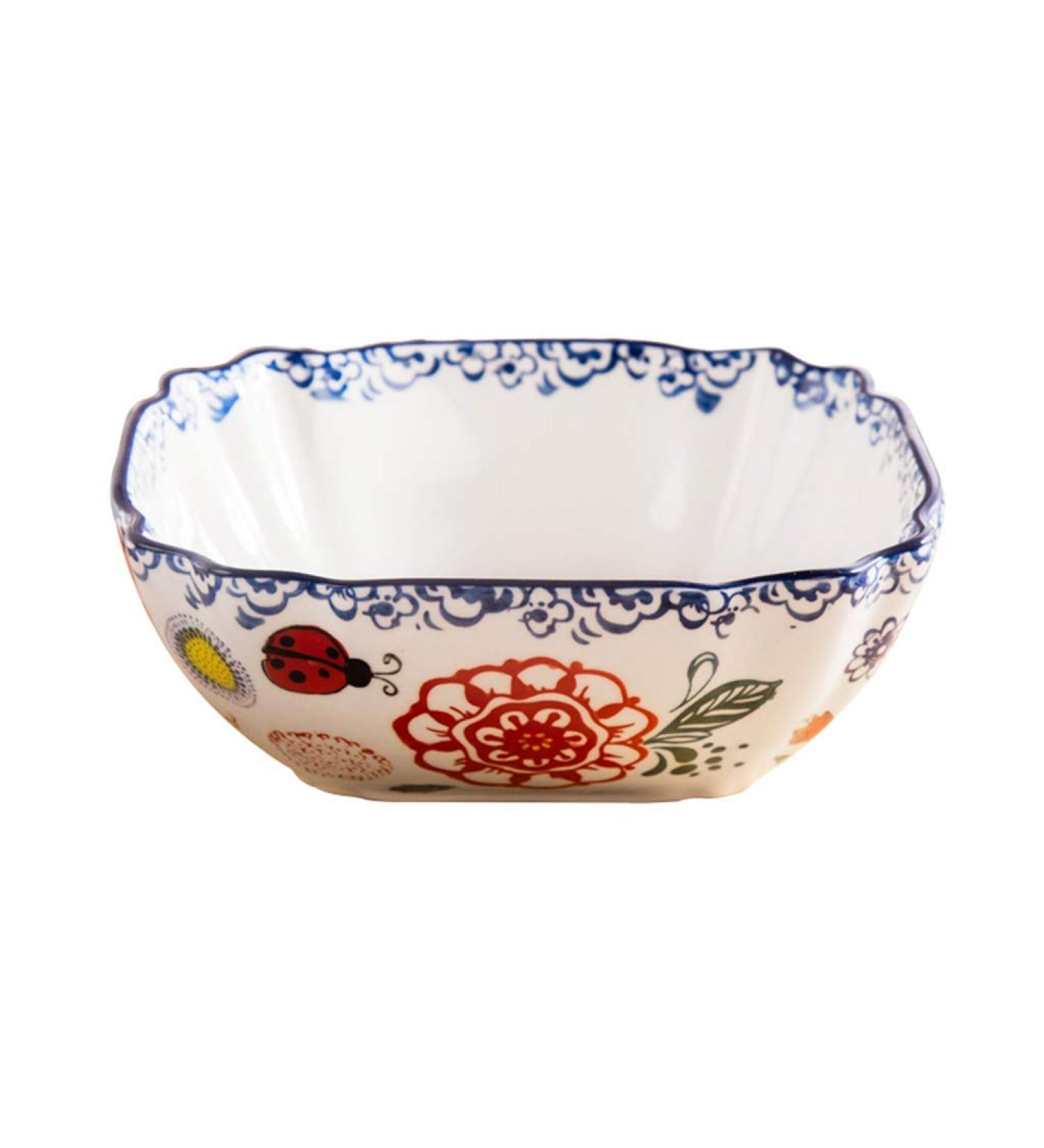 Soup Bowl Ceramic with Handle Japanese-Style Hand Painted Glaze Tableware Salad Noodles Kitchenware - Buy Online on GoSupps.com