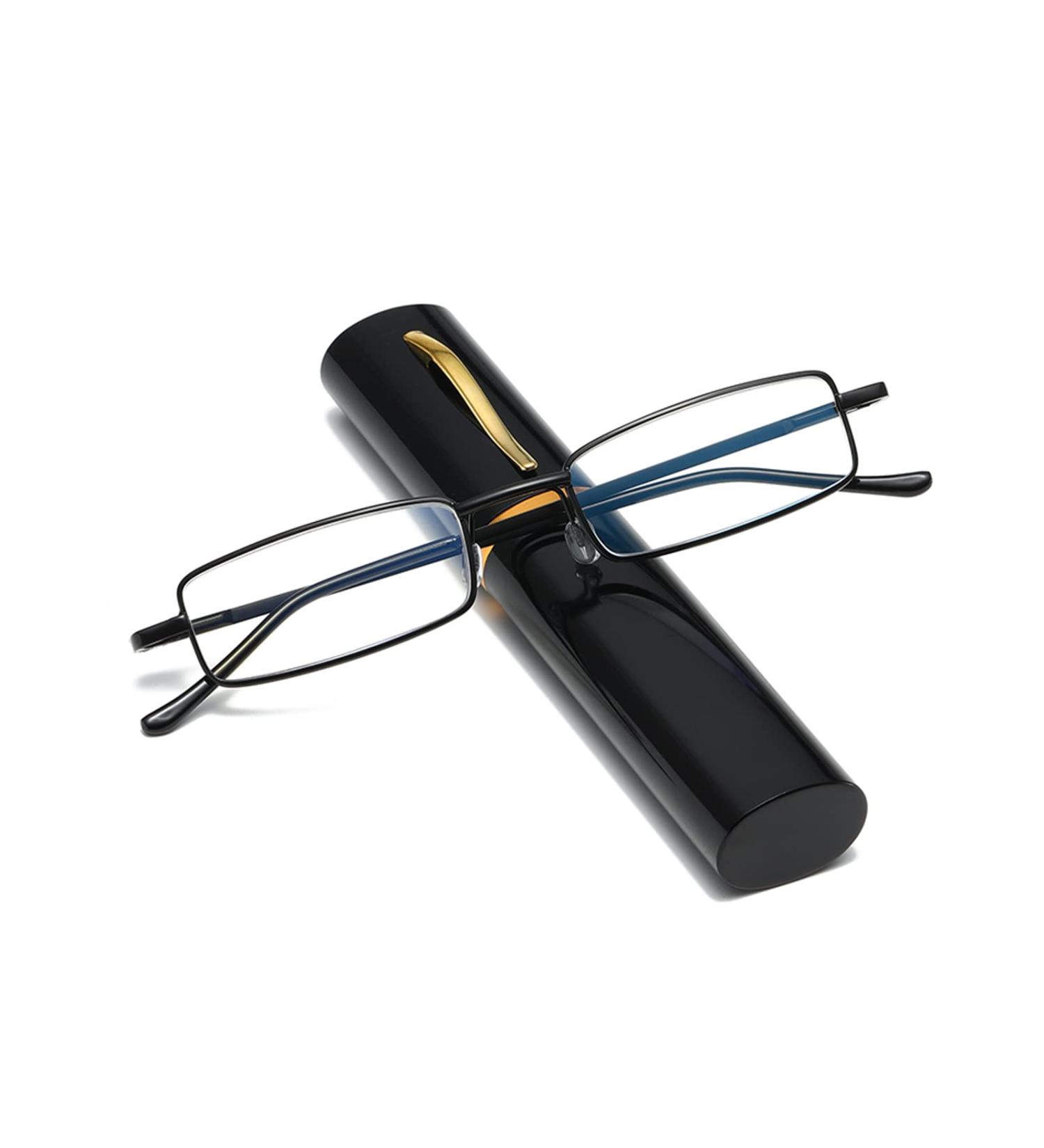 Hubeye Portable Metal Reading Glasses - Flexible Light Vision Classic Unisex Design Feather Hinge Includes Case - 1.00 Diopter - International Shipping Available - Buy Online on GoSupps.com