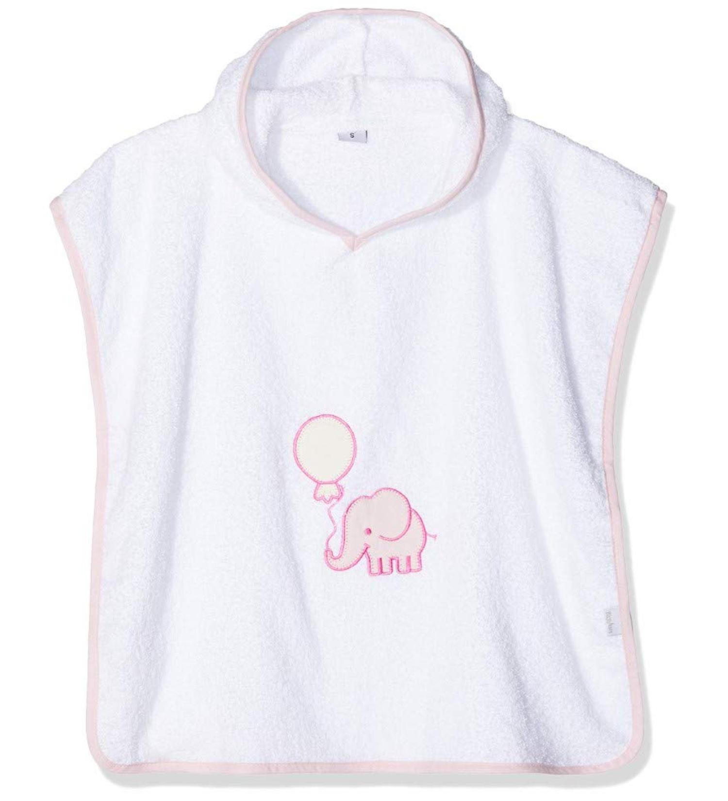 Playshoes Unisex Children's Terry Cloth Poncho Bathrobe Towel L - White/Pink Elephant | Perfect for Ages 4+ | Soft & Cozy Bath Accessories - Buy Online on GoSupps.com