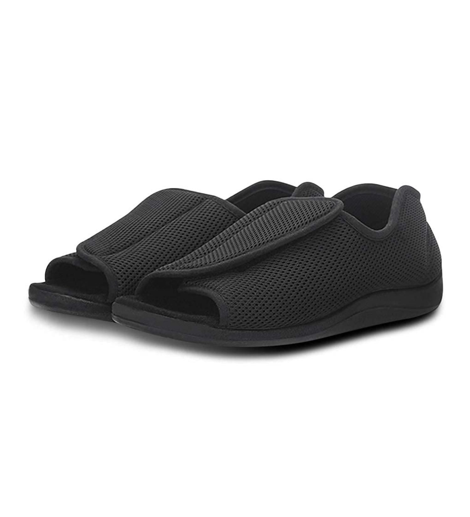 TINAYAUE Men's Diabetic Slippers Extra Wide Fit | Home Shoes for Arthritis & Edema | Adjustable Closure | Orthopedic Footwear for Swollen Feet | Black, Size 10 - Buy Online on GoSupps.com