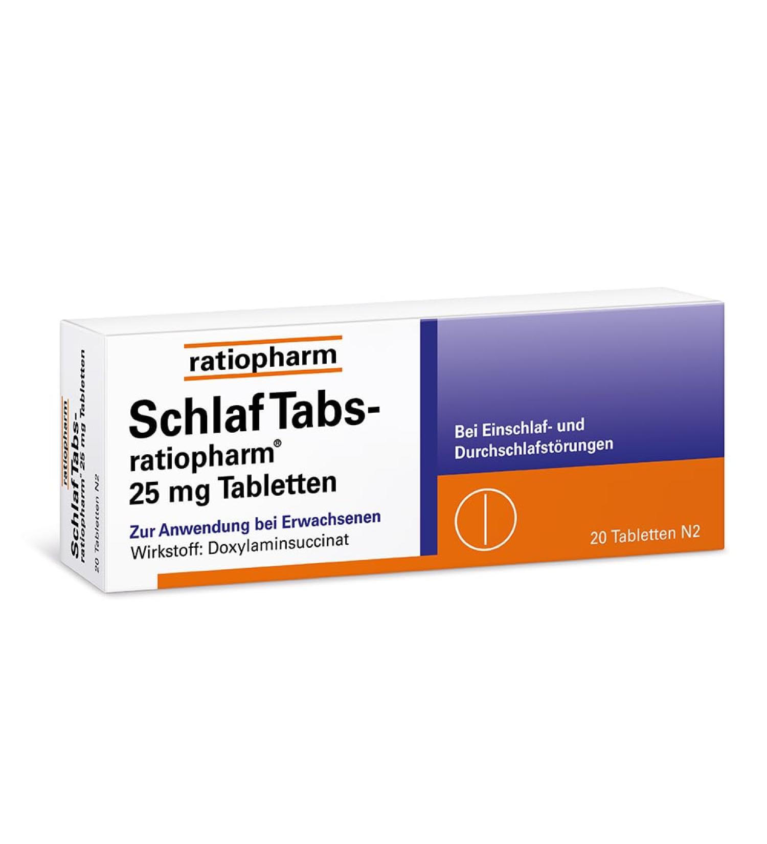 Buy Sleepabs Ratiopharm 25 mg Tablets - Over-the-Counter Sleep Aid with Doxylaminsuccinate | 20 Tablets for Better Sleep - Fast International Shipping - Buy Online on GoSupps.com