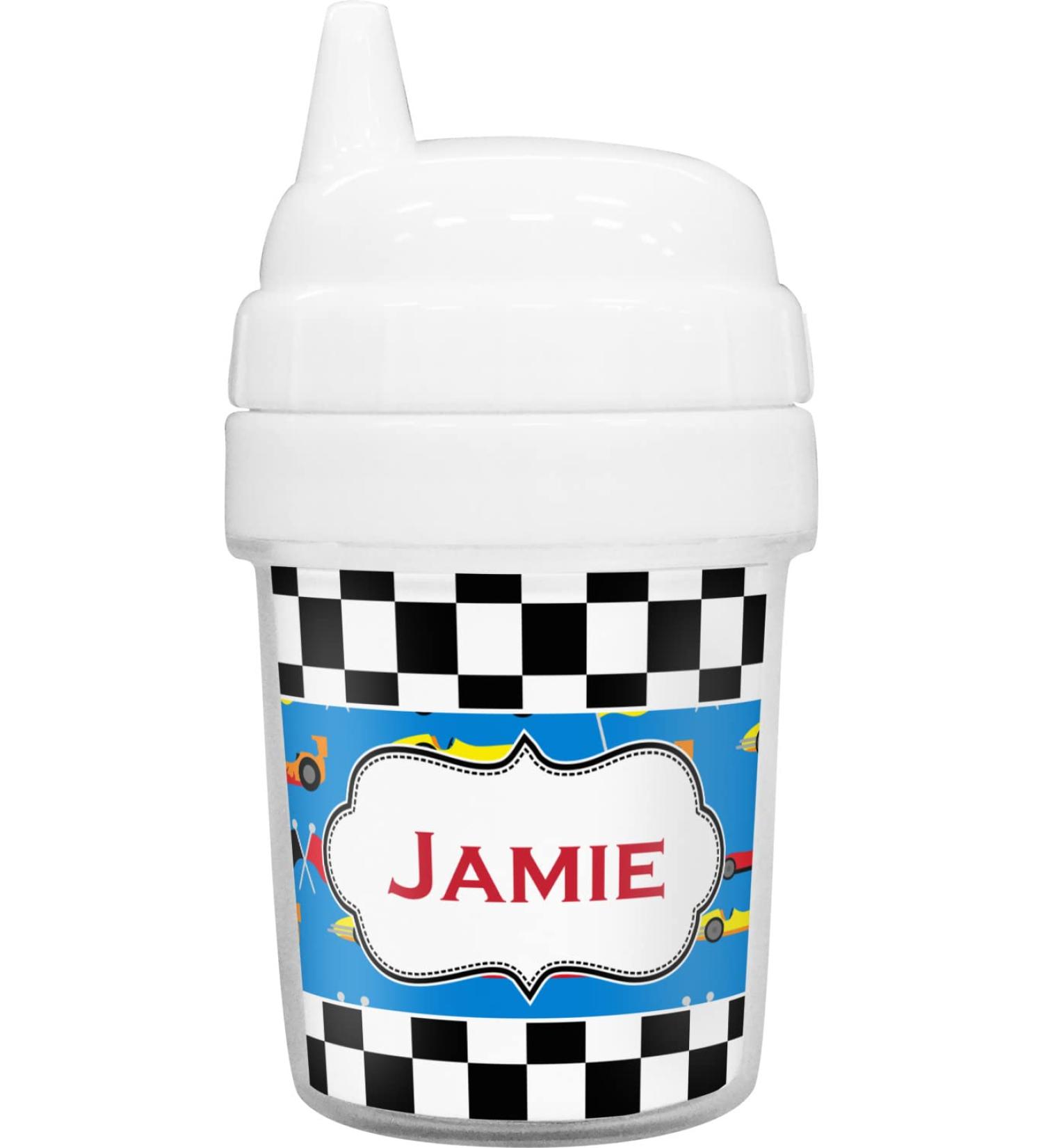 Personalized Checkers & Racecars Baby Sippy Cup | Customizable Kids Drinkware - Buy Online on GoSupps.com