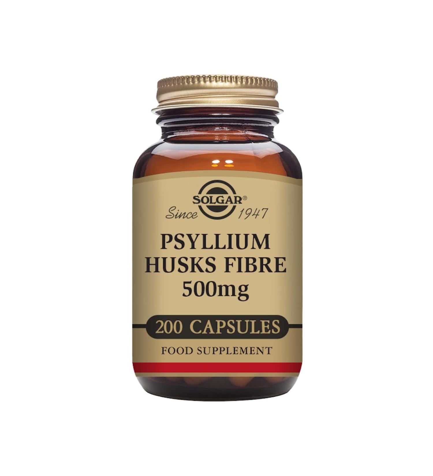 Solgar - Psyllium Husks Fiber 500 mg 200 Vegetable Capsules - Buy Online on GoSupps.com