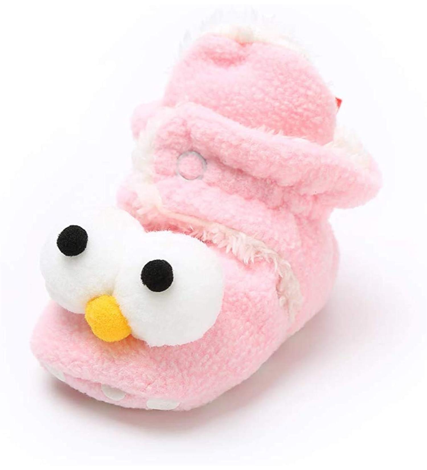 TMEOG Baby Booties Slippers Infant Boots Newborn First Walking Shoes Baby Winter Sock Crib Shoes for Boys Girls 0-18Months 12-18 Months H Pink Big Eyes