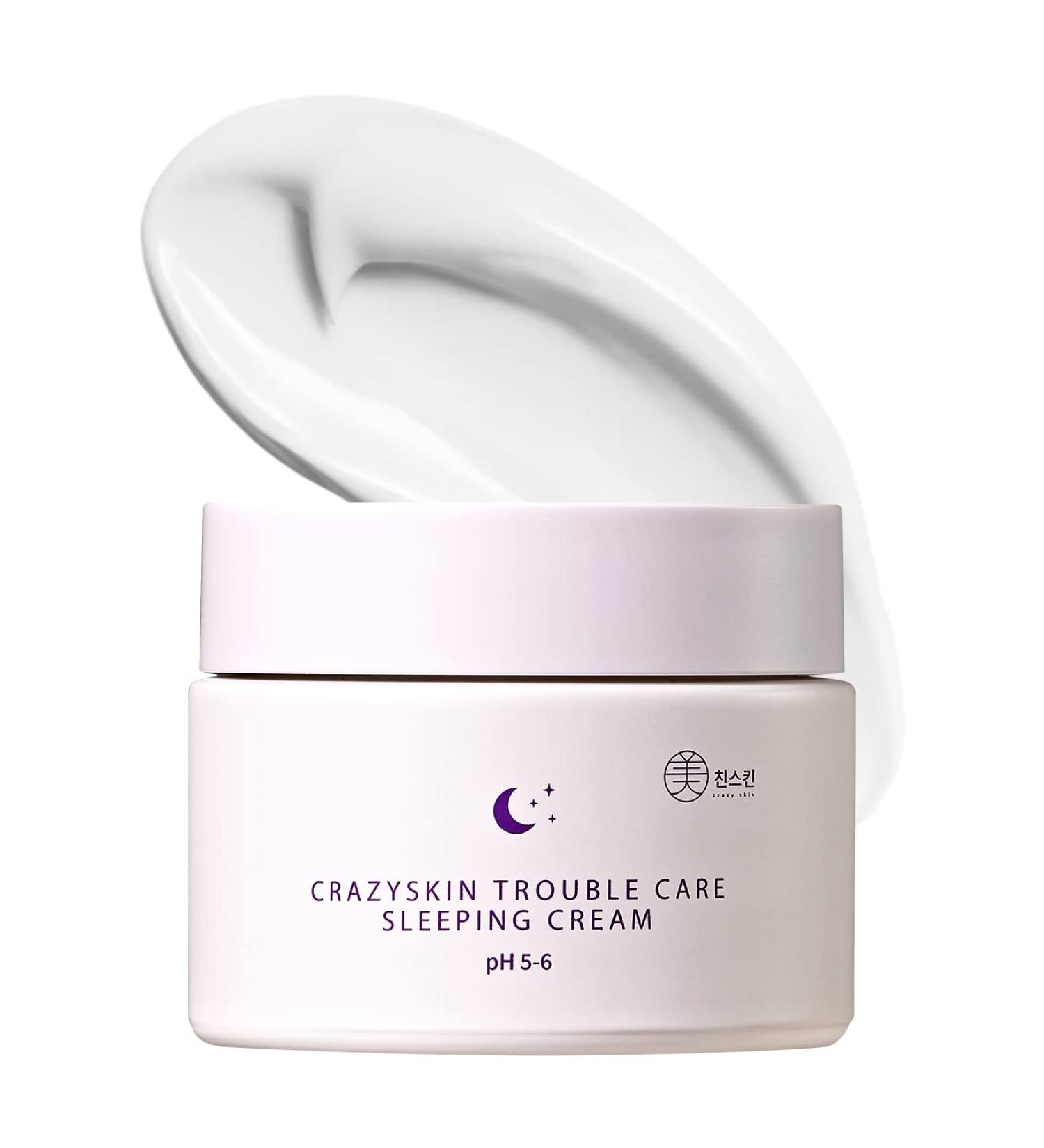 CRAZY SKIN Repair Trouble Care Sleeping Cream 1.76oz | Deep Moisturizing pH 5.5 Overnight Cream | Acne Prone Skin Moisturizer | Korean Night Mask Care - Buy Online on GoSupps.com