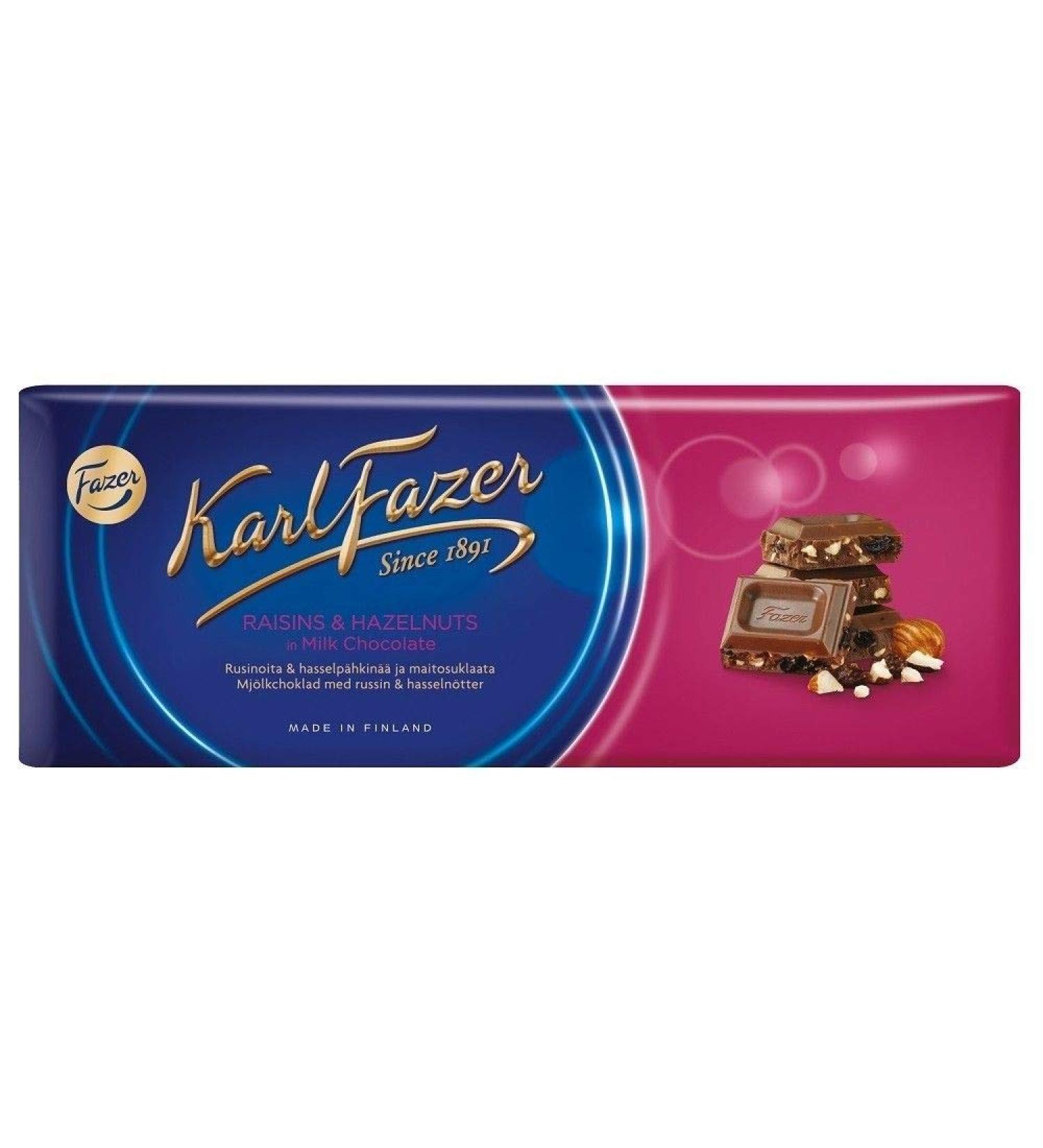 Karl Fazer Karl Fazer Raisins & Hazelnuts Milk Chocolate Classic with Finnish milk chocolate 200 g