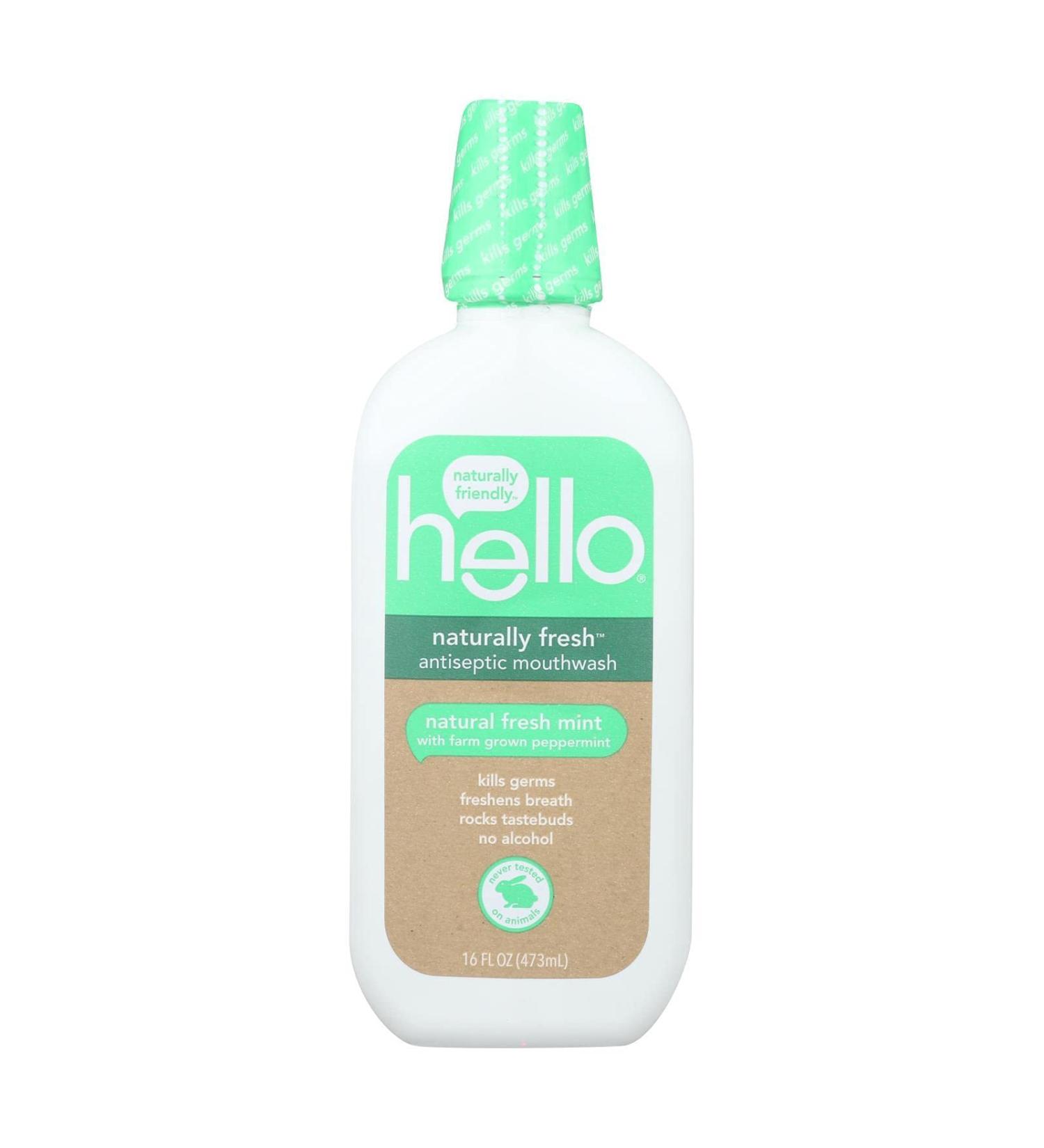 Hello Naturally Fresh Mouthwash Antiseptic - 16 Fl Oz | Refreshing Oral Care - Buy Online on GoSupps.com