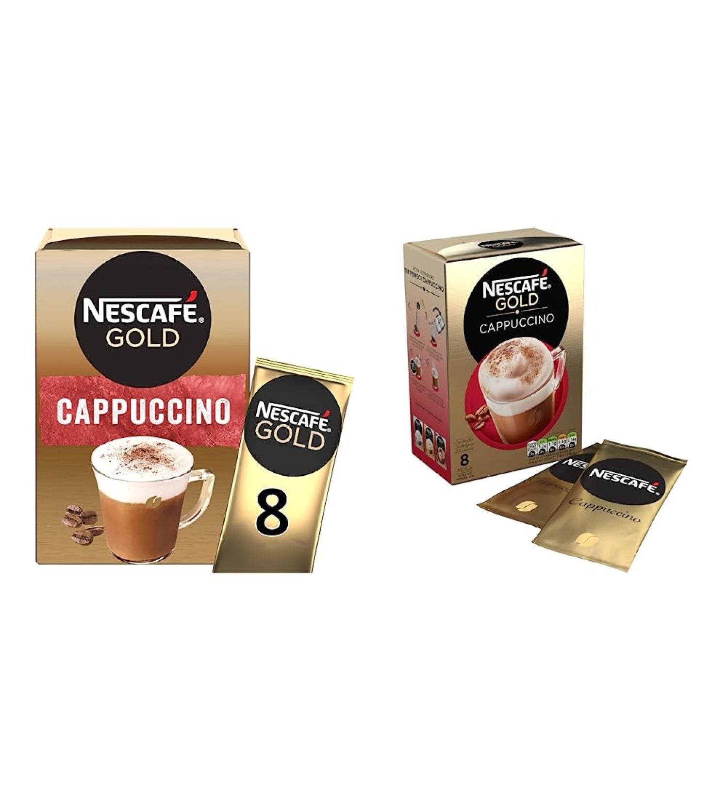 Nescaf Gold Cappuccino Instant Coffee 8 x 15.5g 8 Count (Pack of 1) & Gold Cappuccino Unsweetened Taste Coffee Pack of 8 - Buy Online on GoSupps.com