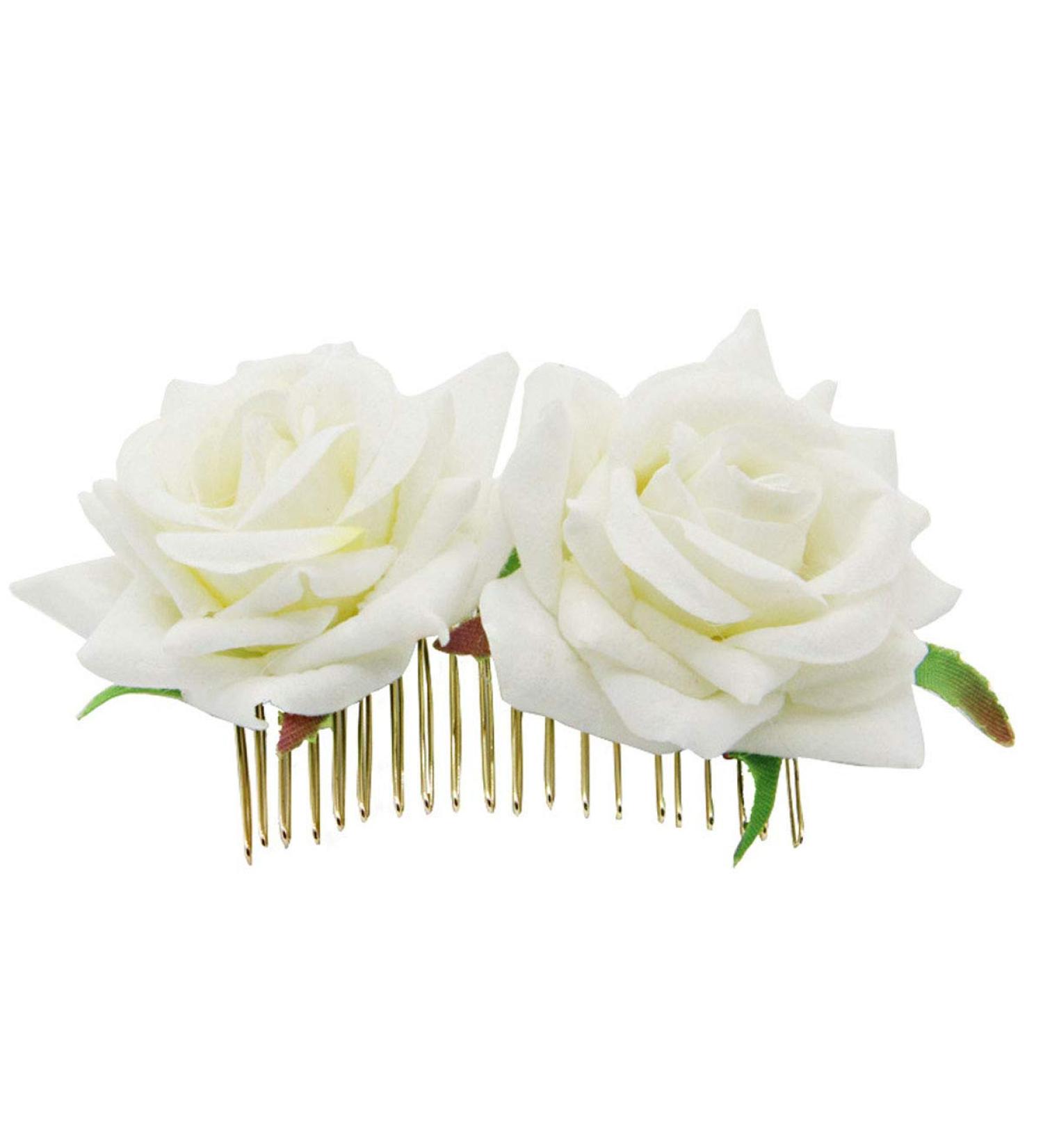 Miaoo Flamenco Dancer Hair Clip Rose Hairpin Bridesmaid Wedding Women Hair Accessory Bridal Hair Comb (Beige) - Buy Online on GoSupps.com