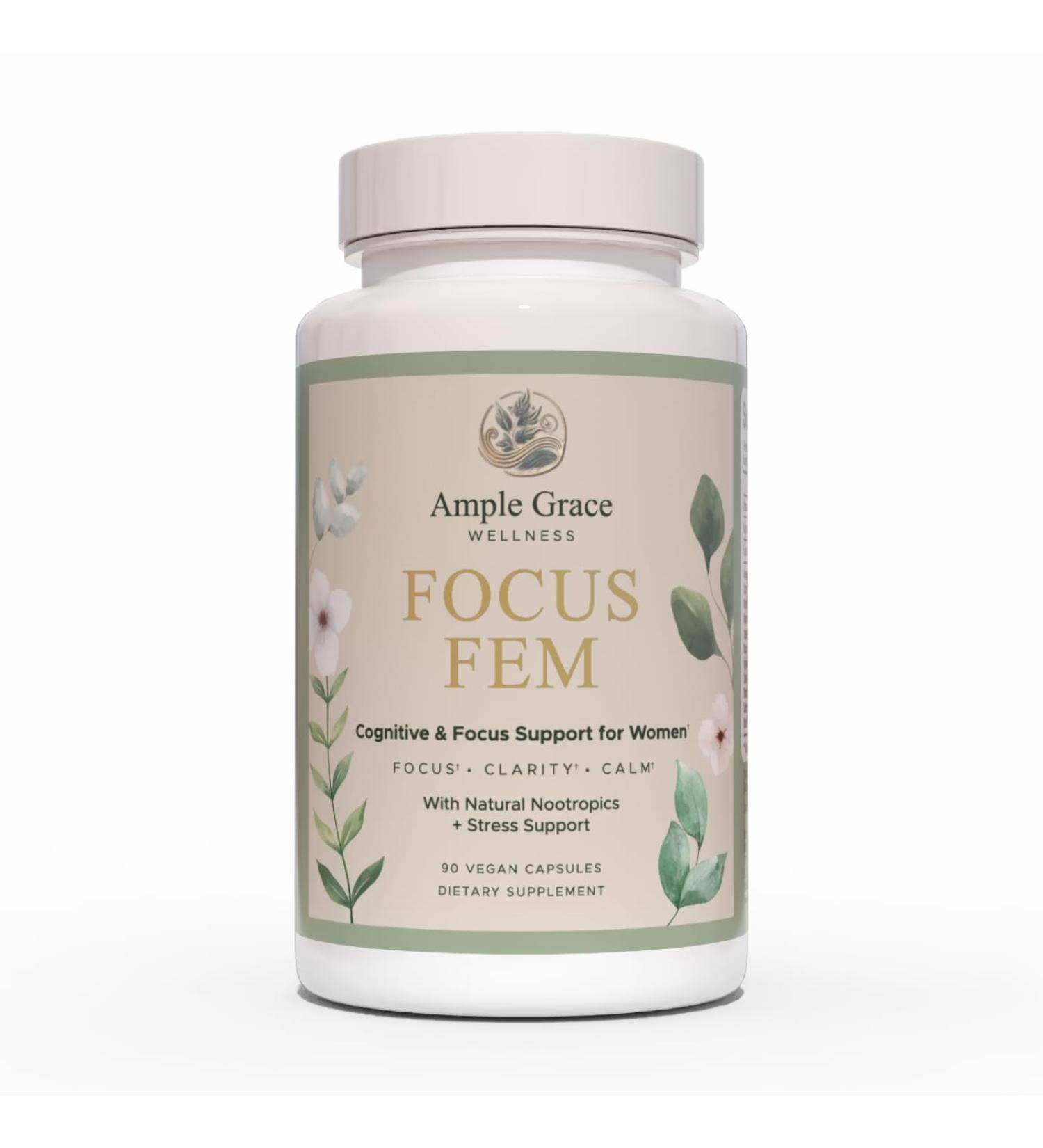 Ample Grace Focus FEM Women s Cognitive & Focus Supplement 90 Vegan Capsules - Nootropic & Adaptogen Blend with Lion s Mane Bacopa Ashwagandha Mental Clarity and Memory Supplements - Buy Online on GoSupps.com