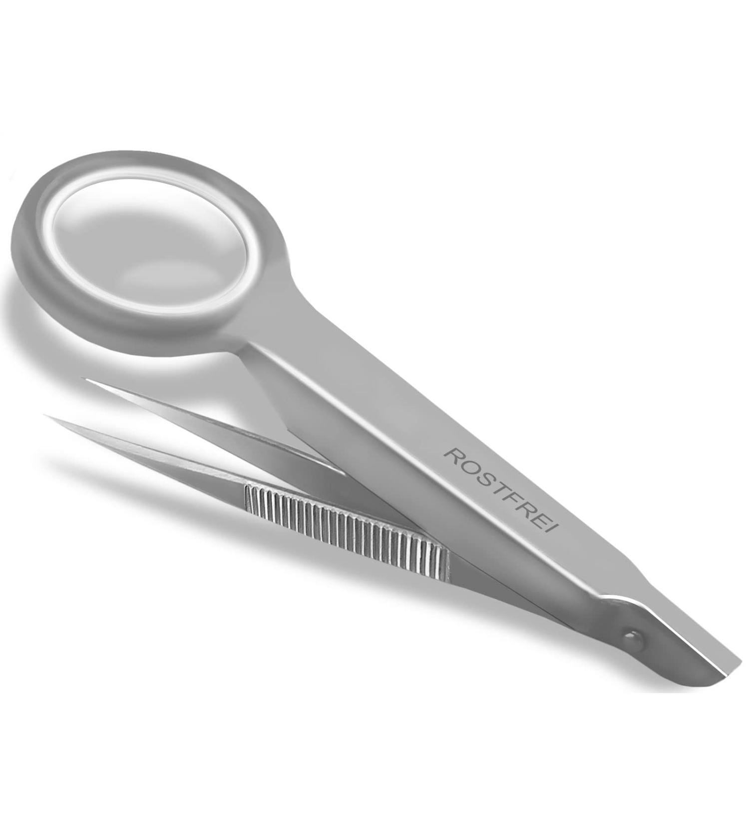 Premium Stainless Steel Tweezers with Magnifying Glass Point - Precision Eyebrow & Craft Tool for International Shipping - Buy Online on GoSupps.com