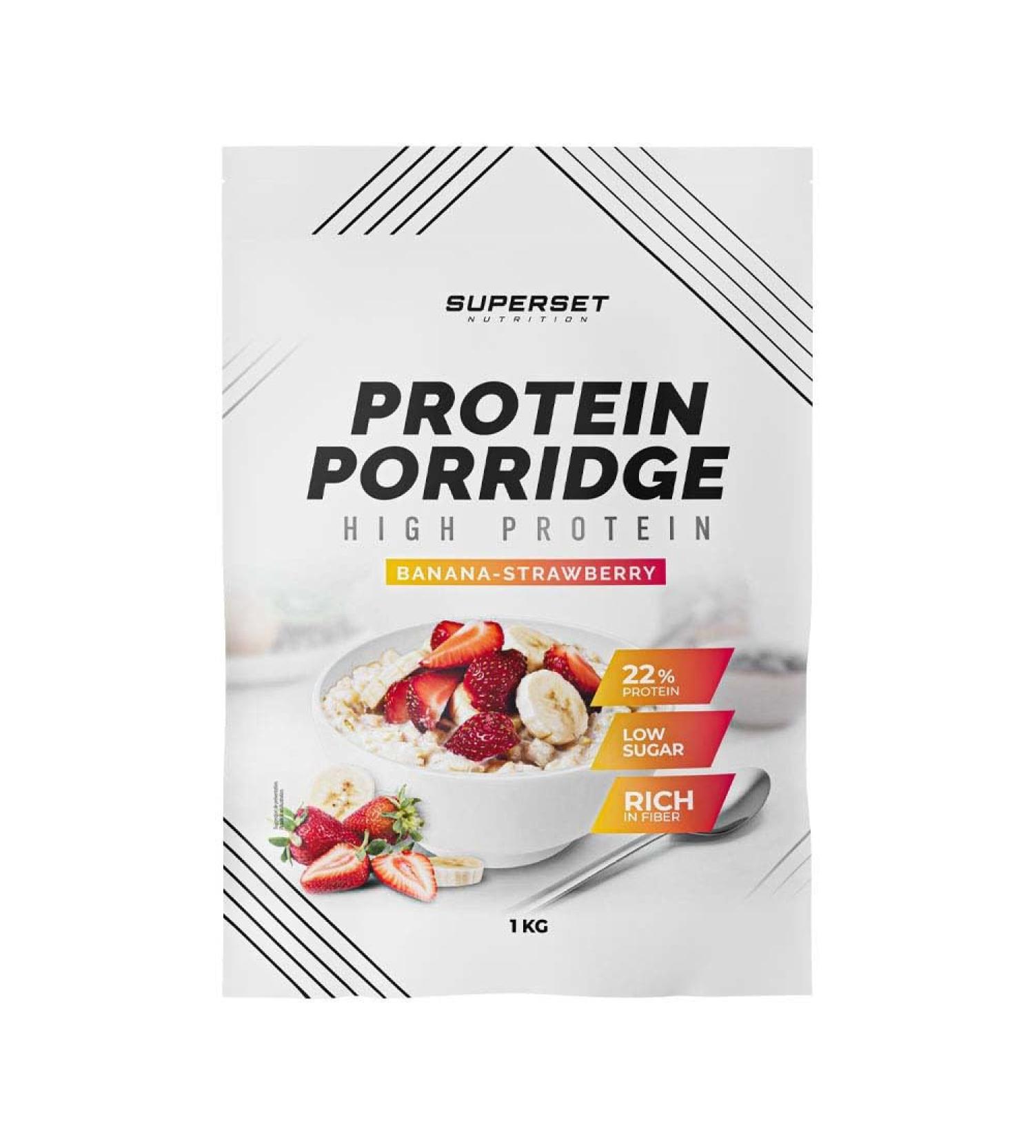  SUPERSET NUTRITION Superset Nutrition - Protein Porridge (1kg) - Oat flakes - Delicious low-sugar protein porridge - Strawberry Banana - Buy Online on GoSupps.com