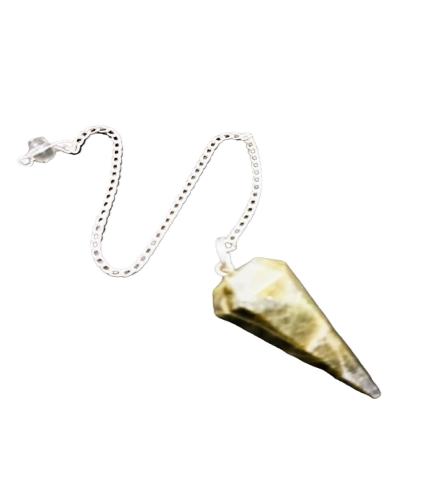 Crystal Pendulum Dowsing Pendulum Healing Crystals Orgonite Crystal Point Scrying Dowser 100% Genuine Gemstone Handcrafted Healing Crystal Gifts Witchcraft Supplies (Vesuvianite)