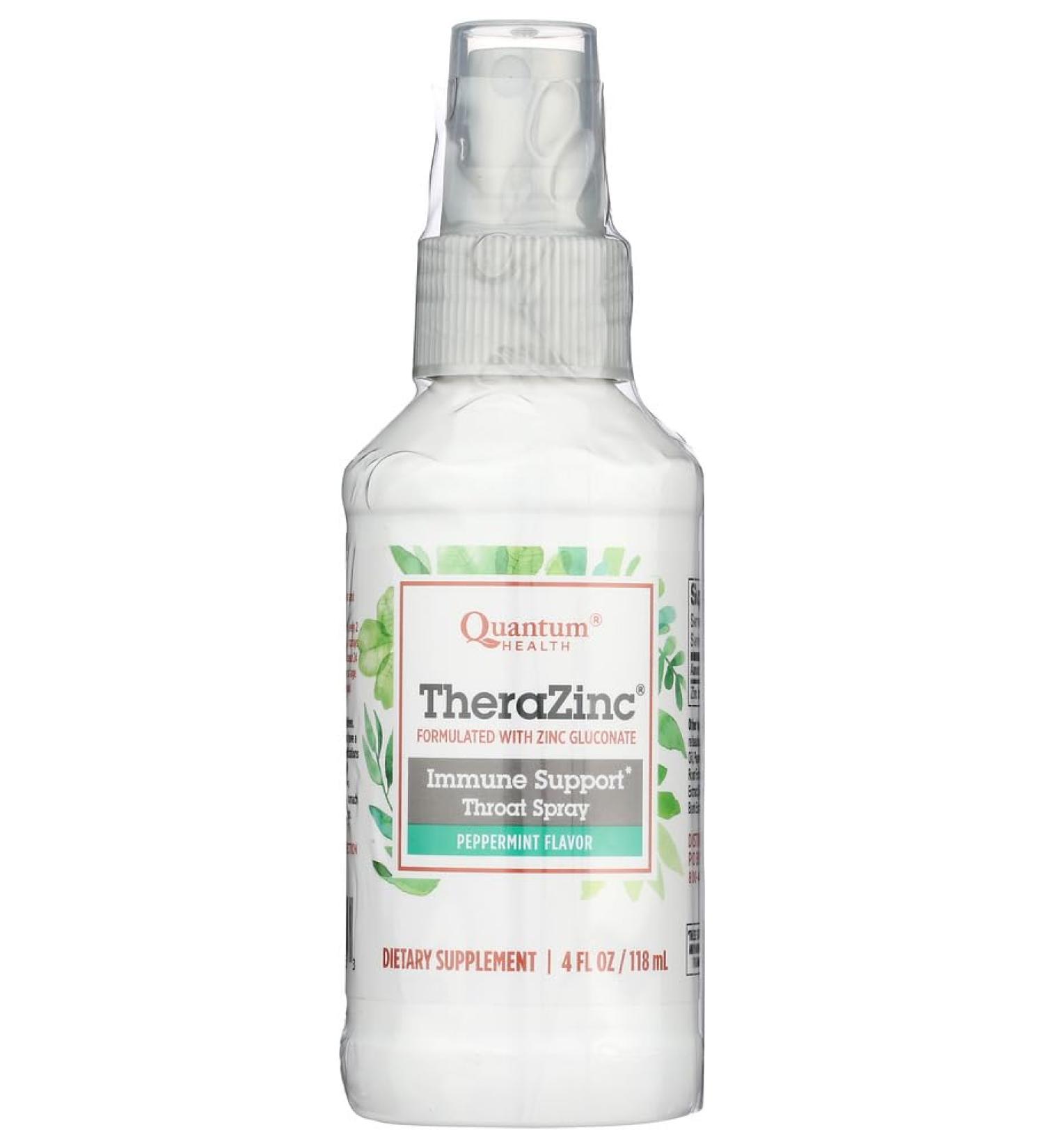2 Pack of Quantum TheraZinc Spray Peppermint Clove - 4 fl oz - Sugar Free with Stevia - with Echinacea and Elderberry - Buy Online on GoSupps.com