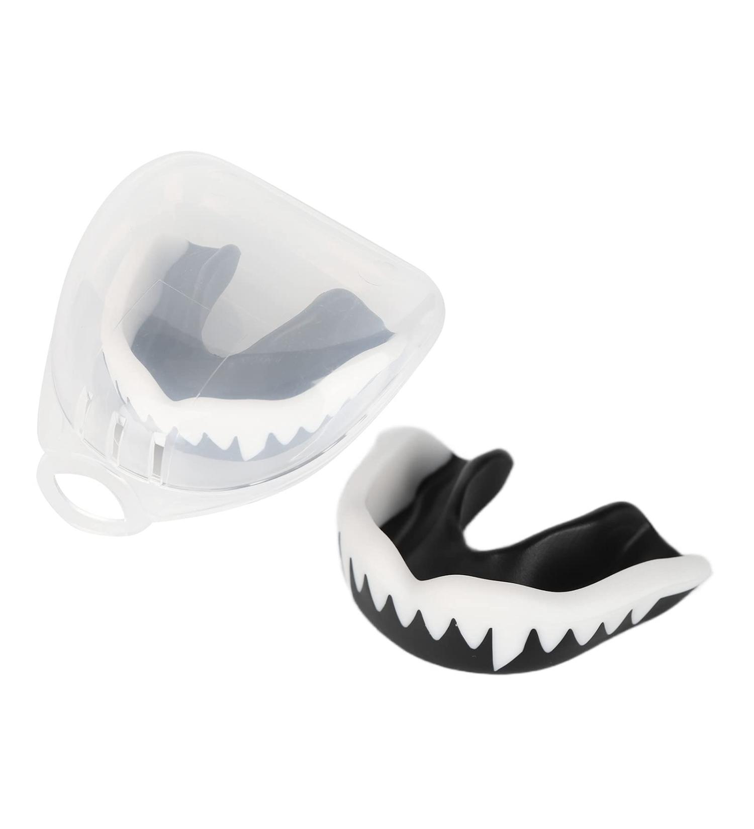 Premium Sports Silicone Boxing Mouth Guard | Athletic Gum Shield for Lacrosse Hockey Basketball Soccer - Black - Buy Online on GoSupps.com