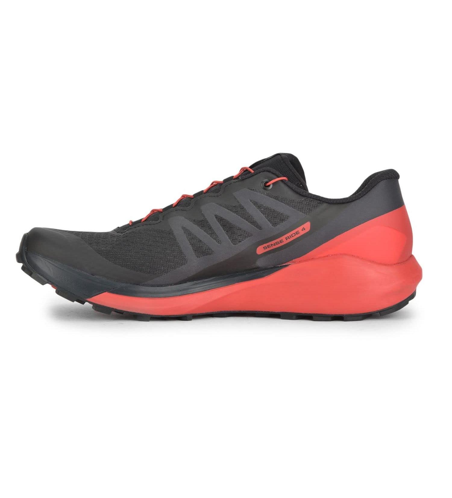 Salomon Sense Ride 4 Men's Trail Running Shoes 11.5 - Black/Goji Berry/Phantom - Buy Online on GoSupps.com