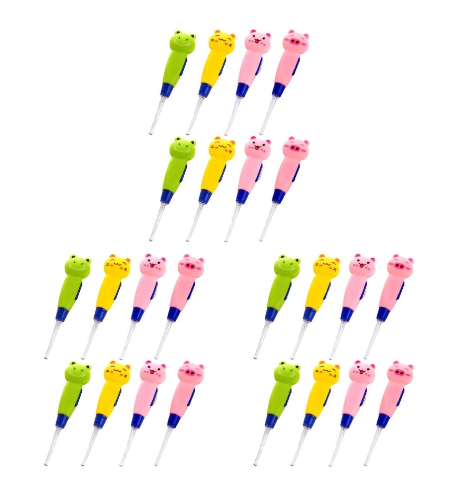 Cartoon Earpicks Set - 24 Lighted Ear Cleaning Spoons for Earwax Removal - Assorted Colors - 10.5X2.5X1CM - Buy Online on GoSupps.com
