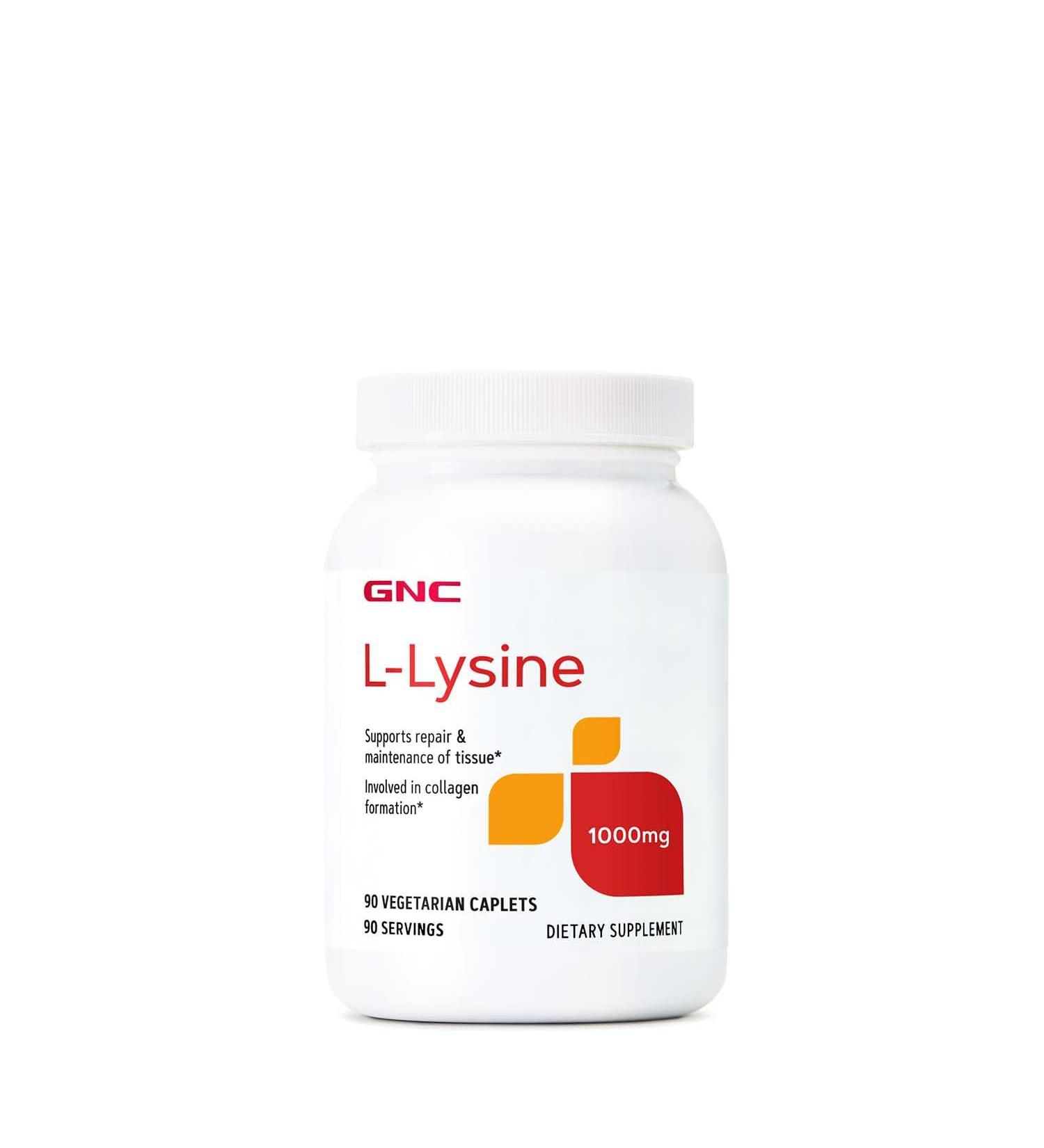 Buy GNC L-Lysine 1000mg - 90 Vegetarian Tablets | Fast Worldwide Shipping - Buy Online on GoSupps.com