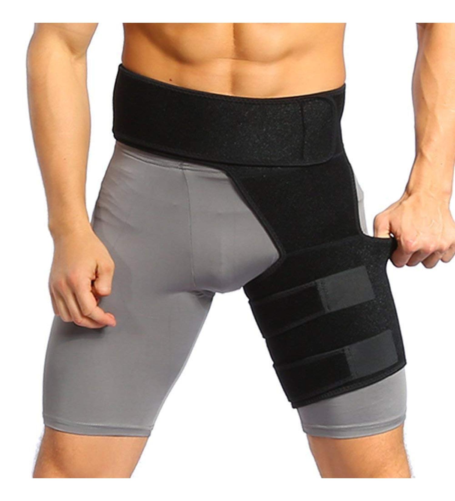 Adjustable Neoprene Hip Groin Support for Pain Relief and Recovery - Men and Women (Black) - Buy Online on GoSupps.com