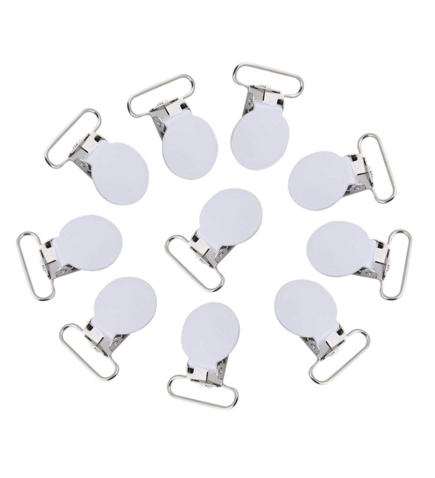 Aestm 10 Pack Pacifier Clips - Round Suspender Clip Holders for DIY Leather Crafts (White) | International Shipping Available - Buy Online on GoSupps.com