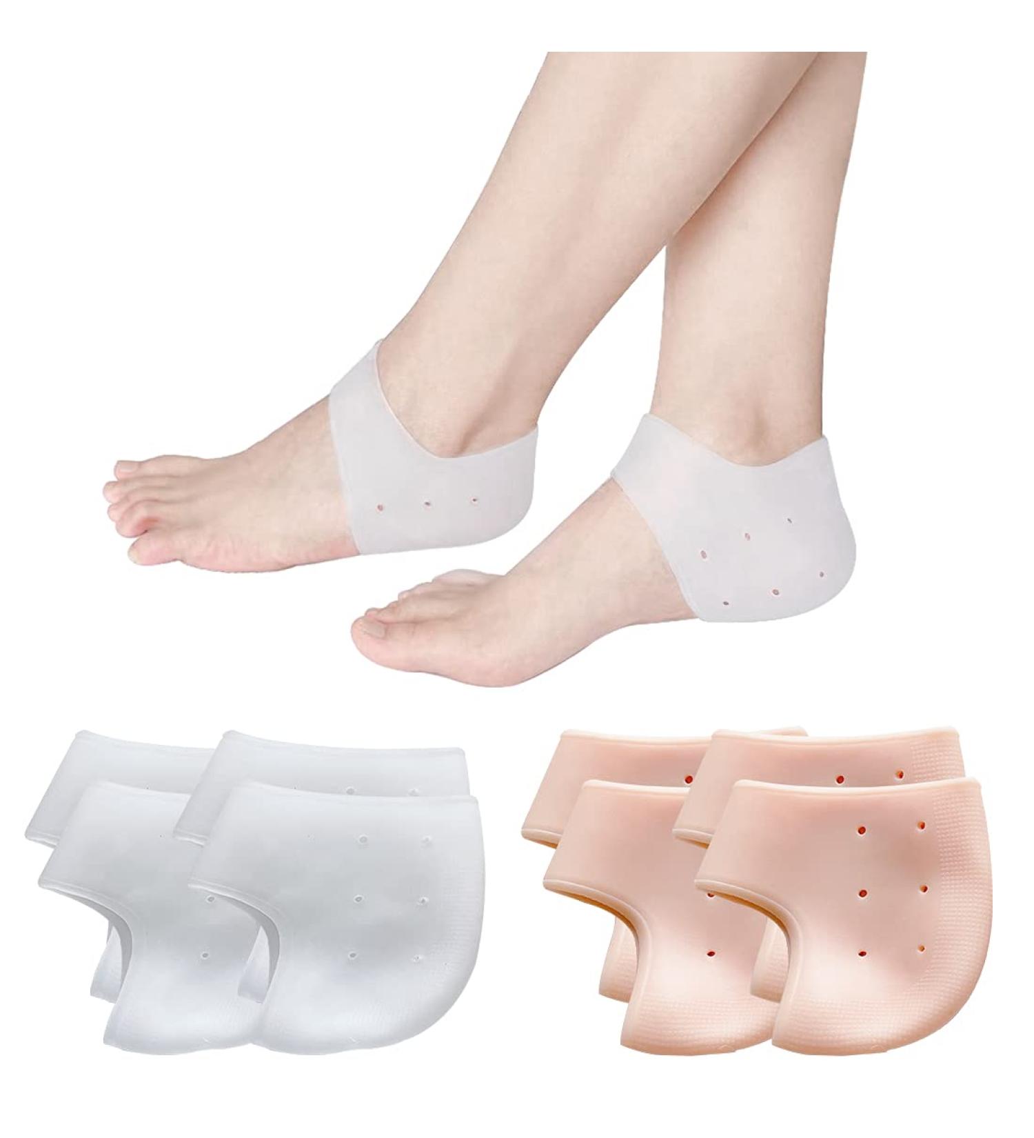 4 Pairs Silicone Gel Socks Heel Silicone Foot Cushion Heel Protectors Heel Sleeves Heel Cups Silicone Gel Heel Sleeve Breathable Silicone Protective Heel - Buy Online on GoSupps.com