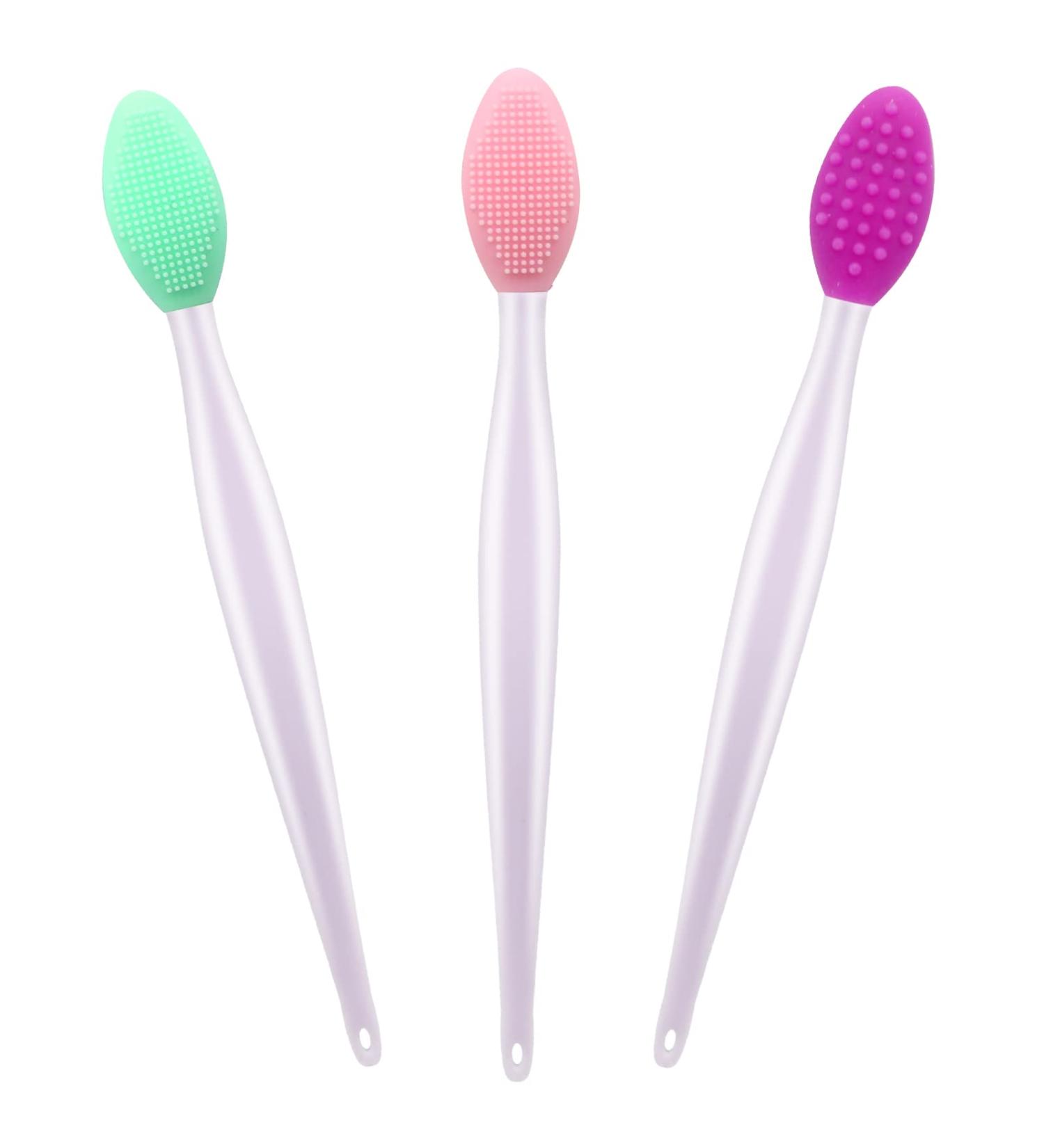Silicone Lip Scrub Brush | Exfoliating Double-Sided Lip Scrubber Tool | Smoother & Fuller Lips | 3 Colors, 3 PCS - Buy Online on GoSupps.com