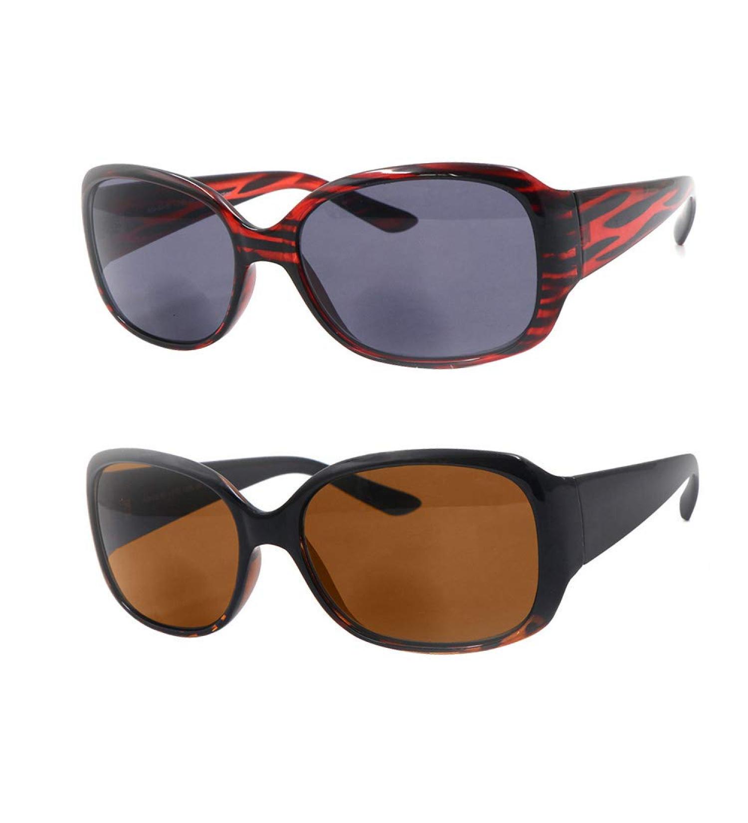 HyKaada 2 Pack Bifocal Reader Sunglasses 1.5x UV Protection Sun Reading Glasses - Designer Colors with 2 Pouches - Buy Online on GoSupps.com