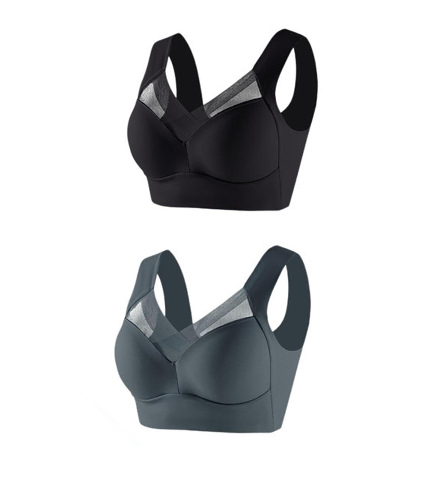 2-Part Women's Set: Push-Up Adjustable Bra & Bodily Vest - Wire-Free Black & Dark Gray XXL for Pregnancy & Everyday Wear - Buy Online on GoSupps.com