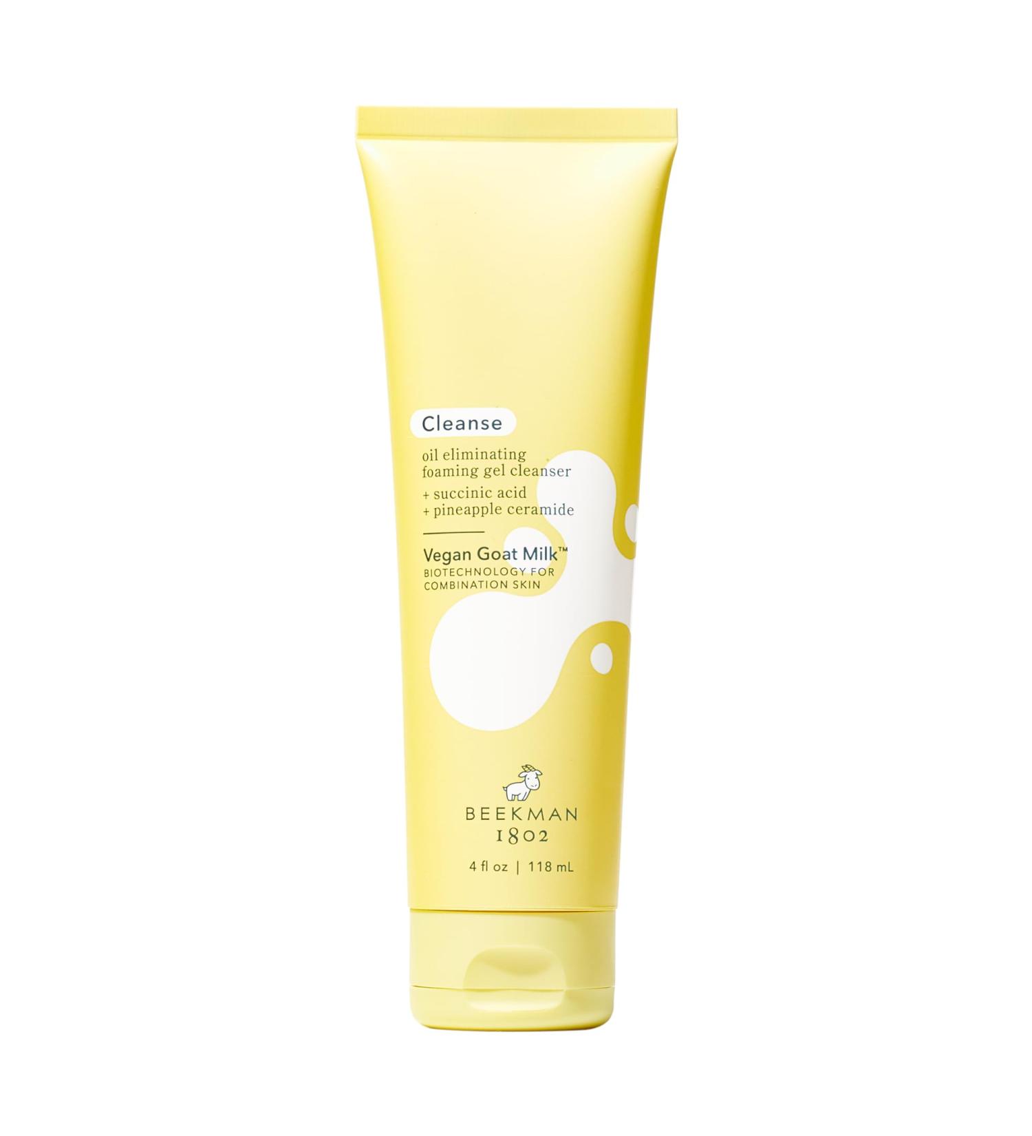Beekman 1802 Foaming Gel Oil-Eliminating Face Cleanser - Non-Comedogenic - 4.0 fl oz - Controls Oil & Soothes Sensitive Skin with BioMilk & Succinic Acid - Buy Online on GoSupps.com