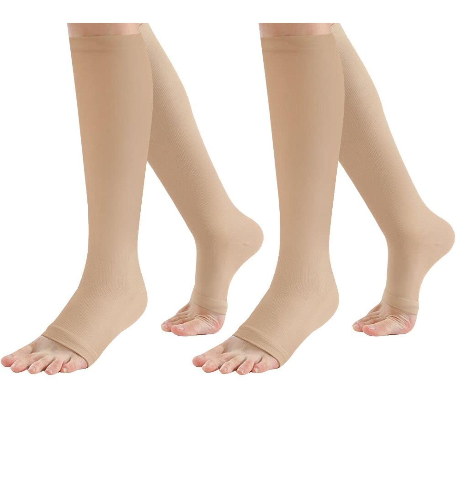 2 Pair XXL Beige Compression Socks for Plantar Fasciitis & Arch Support - Buy Online on GoSupps.com