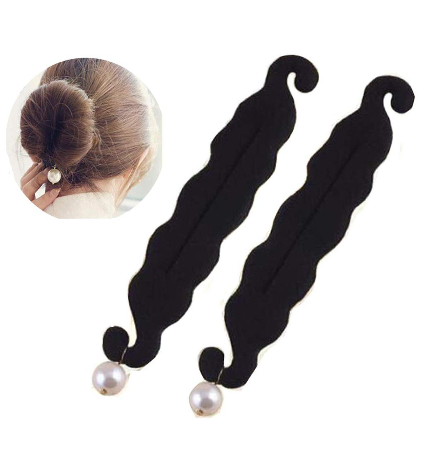 Ericotry 2x Black Pearl Foam Sponge & Twist-Shaper Hair Needle Clip - Ultimate Hair Styling Accessories for Women & Girls - Buy Online on GoSupps.com