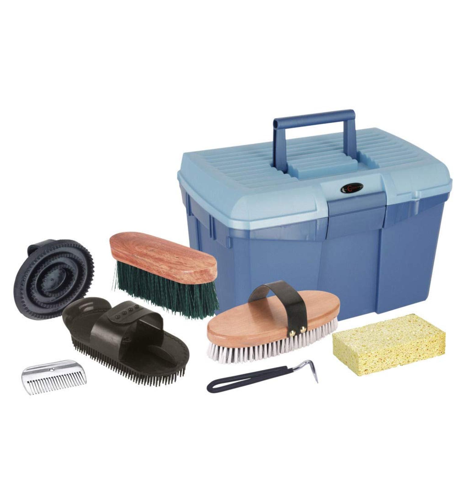Kerbl Blue Grooming Box for Horses - Complete Set with Brushes & Mane Care Equipment - Perfect Horse Care Essentials 321775 - Buy Online on GoSupps.com