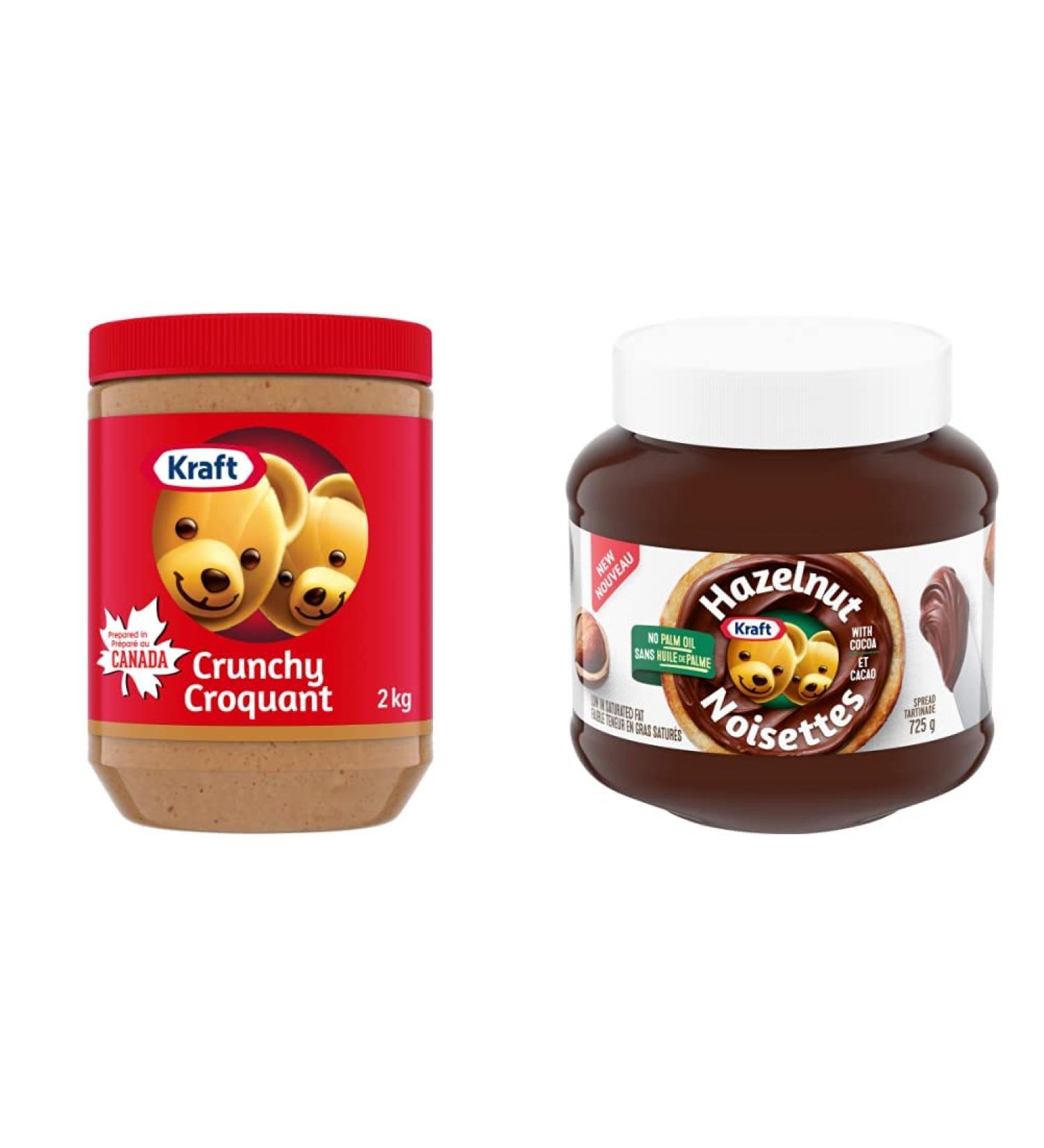 Kraft Crunchy Peanut Butter 2kg & Kraft Hazelnut Spread with Cocoa 725g