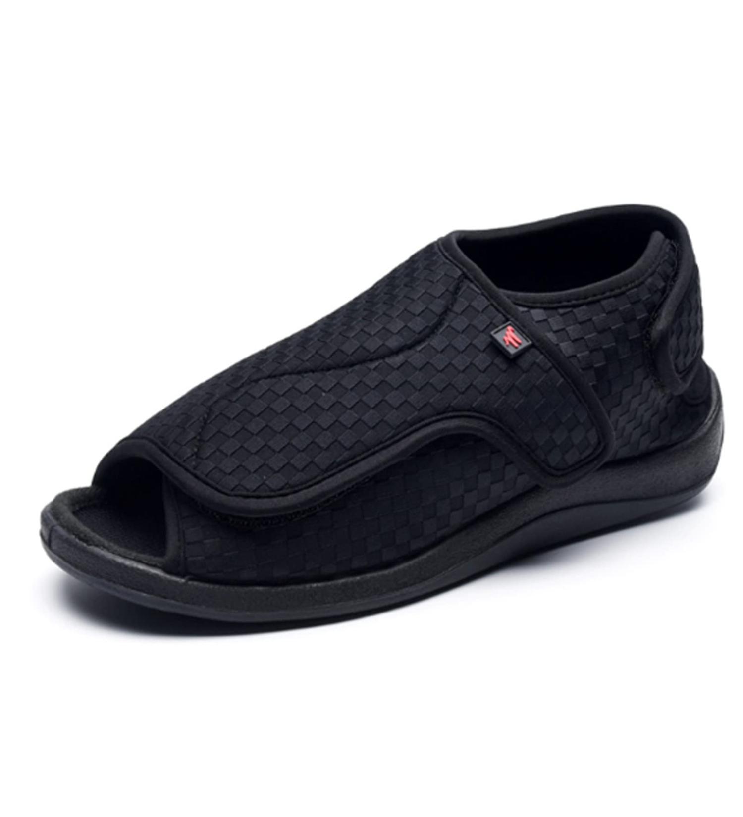 LEEWEE Orthopedic Diabetic Walking Shoes - Adjustable Straps, Non-Slip & Flexible - Black Size 47 - Buy Online on GoSupps.com