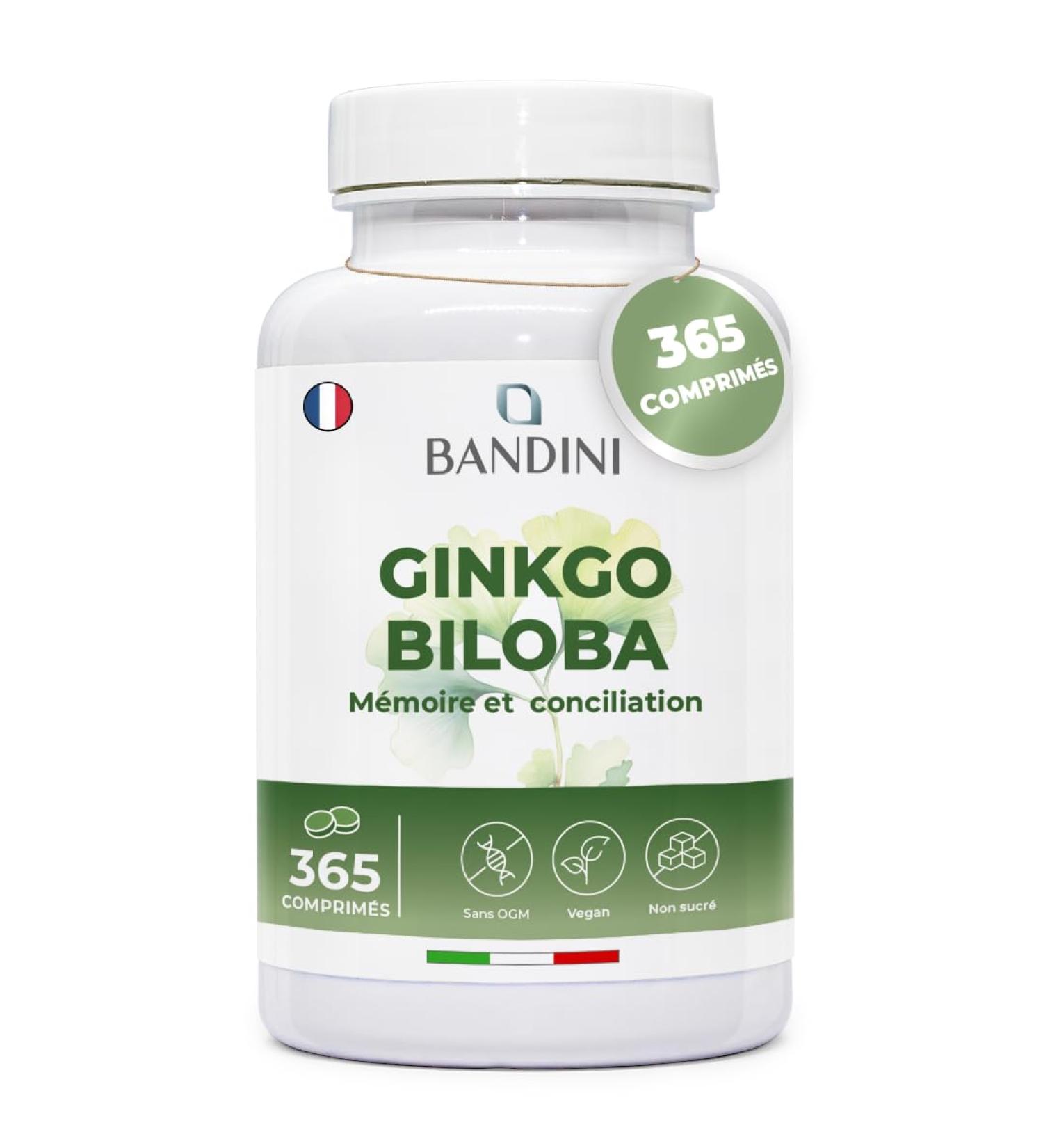 Bandini Ginkgo Biloba 6000mg 365 comprim s (1 an) 50:1 Extrait pur de Ginko Biloba avec Flavones Glycosides et Terp nes Lactones Compl ment alimentaire haute dose nootropique Sans OGM 100% Vegan - Buy Online on GoSupps.com