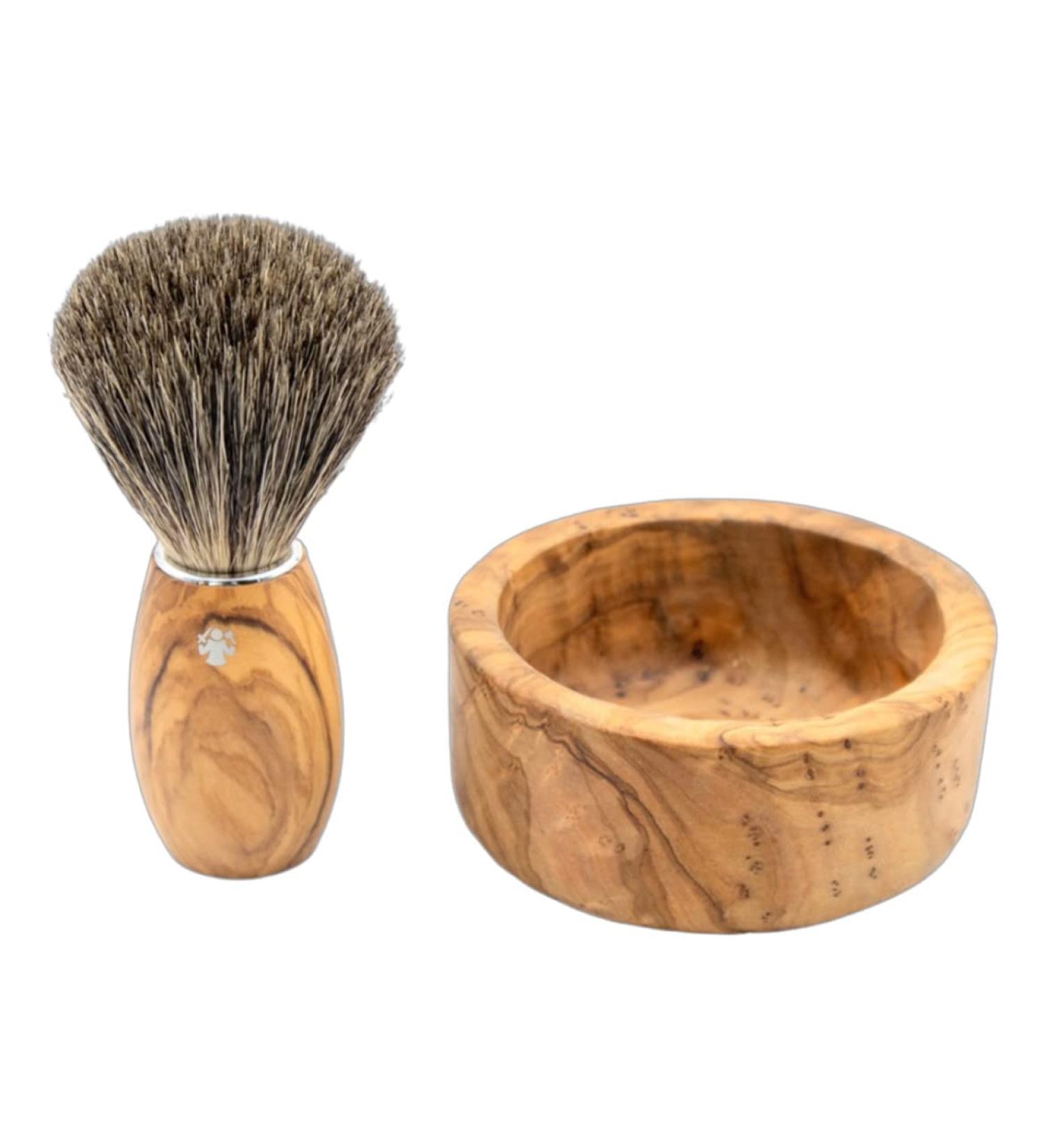 Dovo Premium Razor Brush Set | Natural Pure Roof Hair & Olive Wood Soap Shell | Classic Wet Shaving Men's Gift Set - International Shipping - Buy Online on GoSupps.com