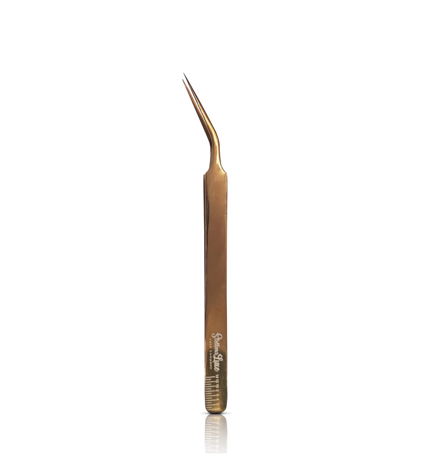 Stellena Luxe Lash Company Extra Long Angled Tweezers for Lash Extensions - Precision Tip for Easy Eyelash Isolation - Curved Design for Perfect Separation - Buy Online on GoSupps.com
