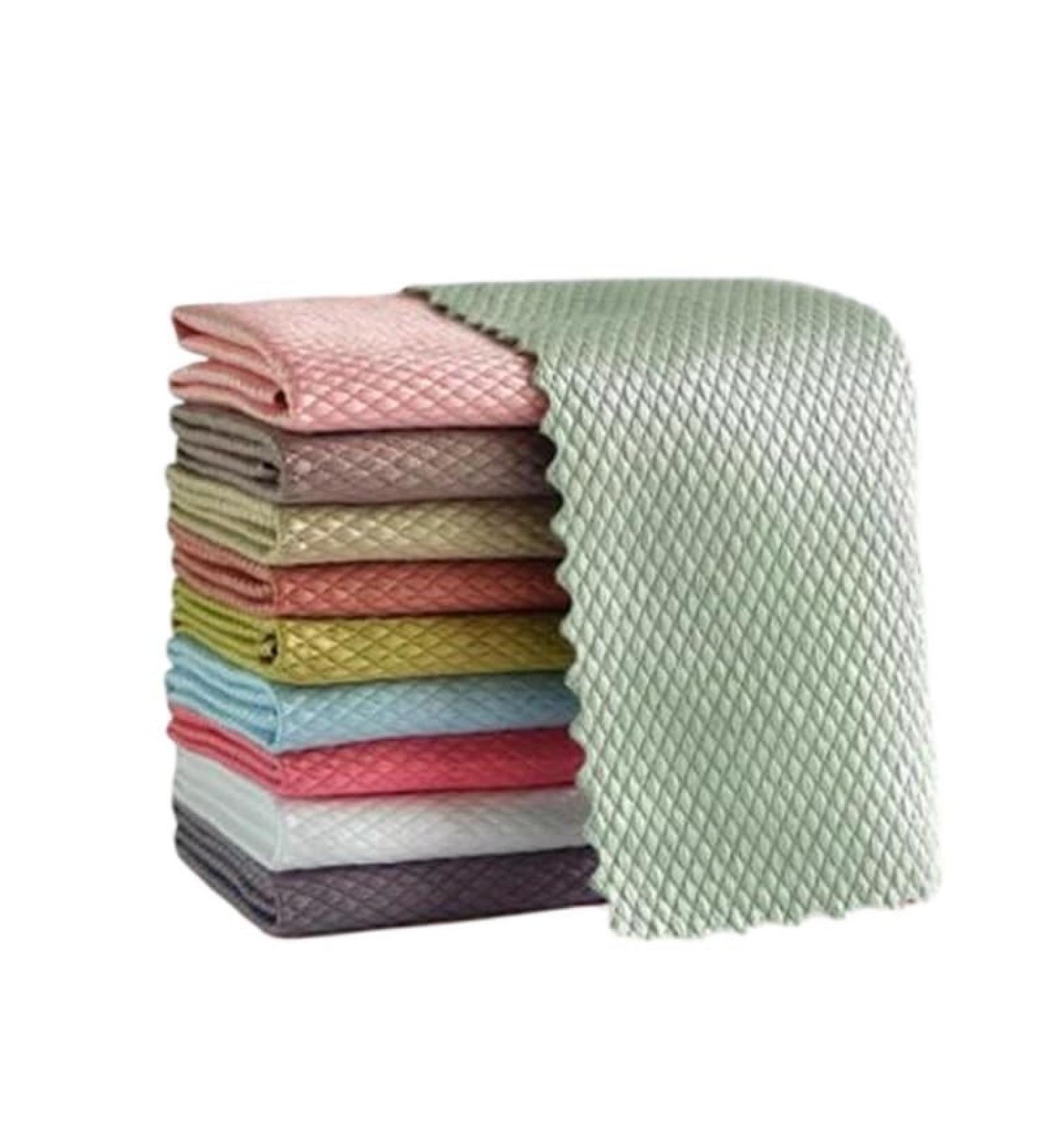 Highly Effective Glass Cleaning Towel Cleaning Cloth Absorbent Kitchen Towel 25x25cm Glass and Dish Cloths (Color : Green Size : 5Pcs) 5Pcs Green - Buy Online on GoSupps.com